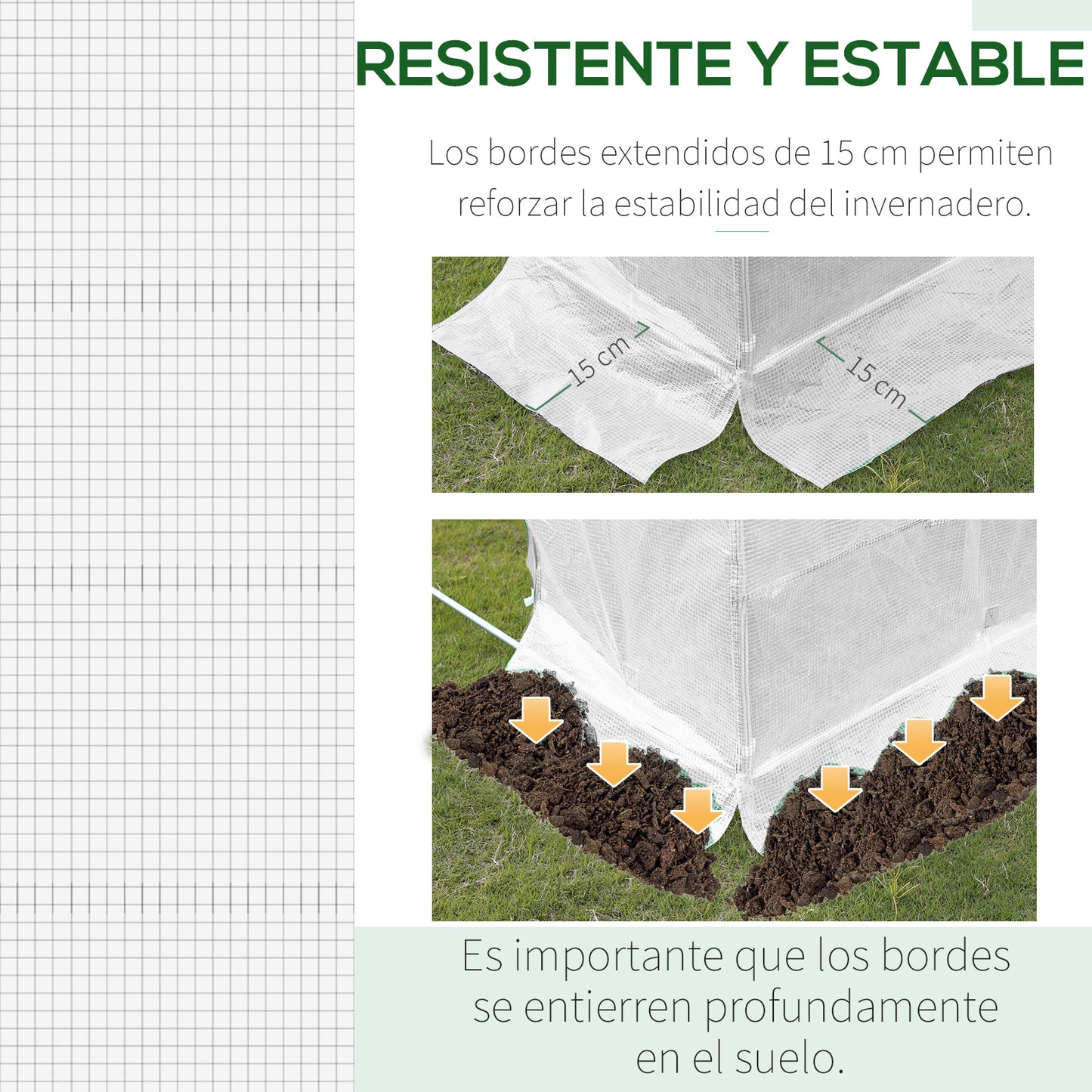 Outsunny Cubierta de Invernadero de Túnel 6x3x2 m Cubierta de Repuesto Invernadero Polietileno con 12 Ventanas y Puerta Enrollable Protección de Plantas para Jardín Blanco