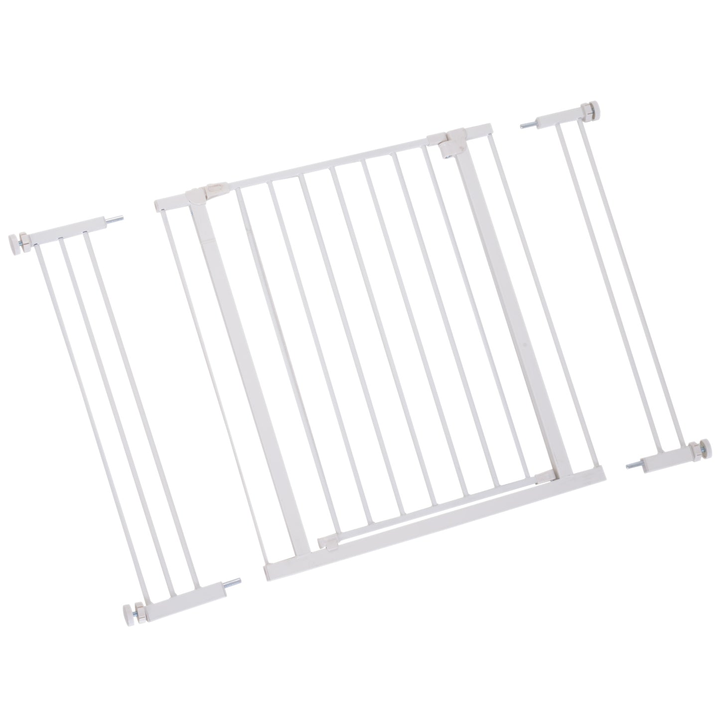 PawHut Barrera de Seguridad Extensible Puertas y Escaleras Metálica para Perros y Bebé Barrera Puertas Mascota 76-107x76 cm Blanco