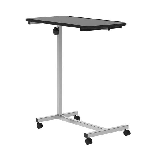 HOMCOM Mesa Auxiliar con Ruedas Mesa para Sofá con Altura Ajustable y Marco de Metal Carga 20 kg para Dormitorio Salón Oficina 77x40x76-100 cm Negro y Plata