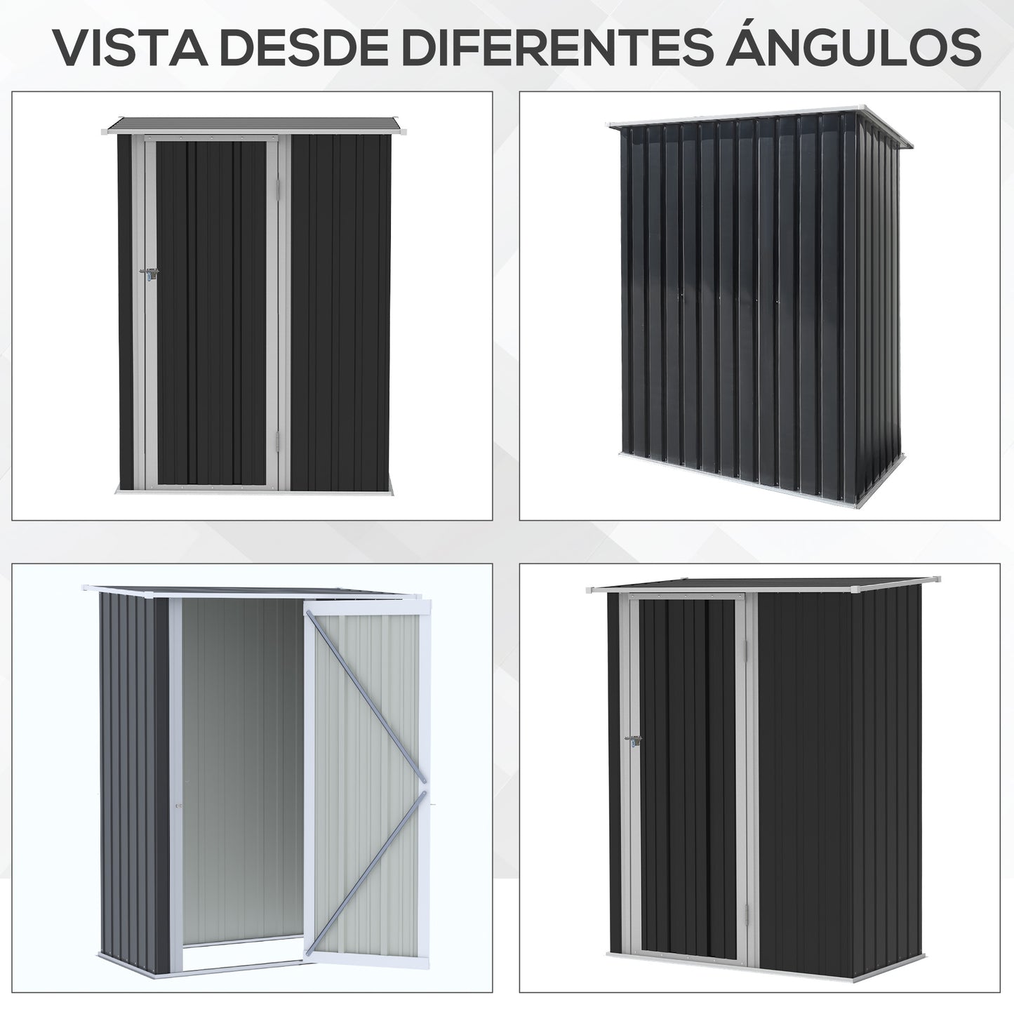 Outsunny Caseta de Jardín 1,07 m² 142x84x189 cm Cobertizo Exterior Metálico con Puerta Cerradura y Orificios de Drenaje para Almacenamiento de Herramientas Gris