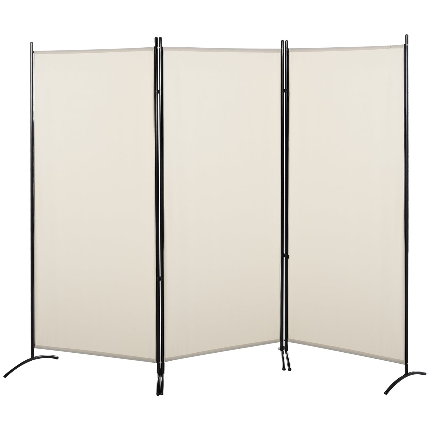 HOMCOM Biombo de 3 Paneles Biombo Separador de Ambientes 253x50x182 cm Divisor de Habitación Plegable con 6 Pies de Metal Pantalla de Privacidad para Oficina Dormitorio Beige