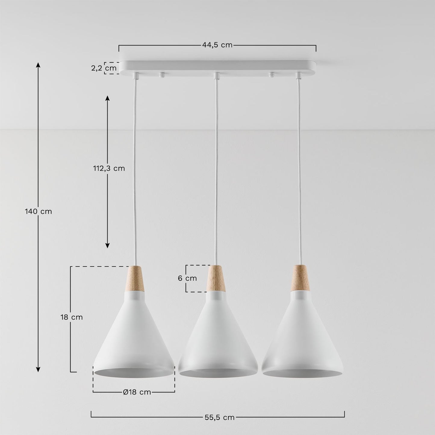 Lámpara de Techo en Metal con 3 Puntos de Luz Ebrien Blanco -  SKLUM