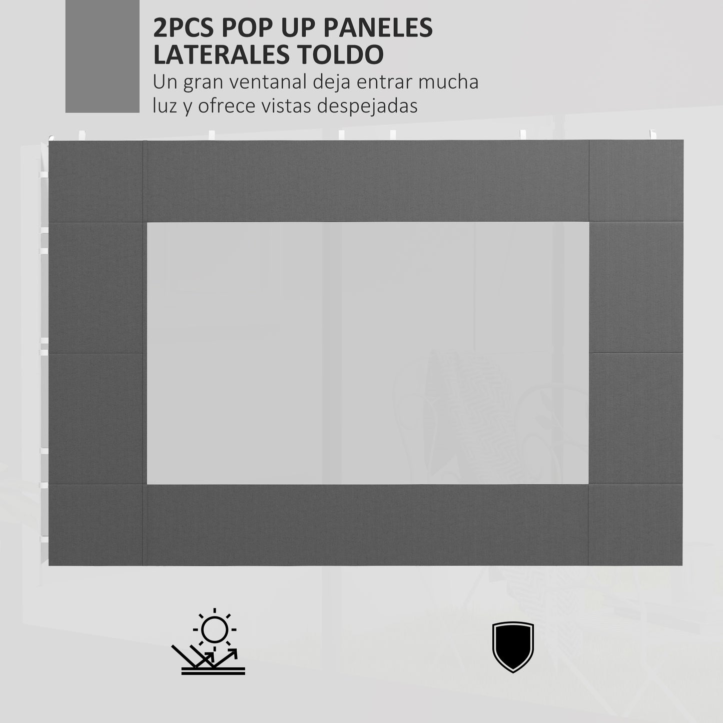 Outsunny Paredes Laterales para Carpa de 2 Paneles 295x195 cm Paredes Laterales de Repuesto de Tela Oxford con Ventana para Carpas de 6x3 m 3x3 m Gris