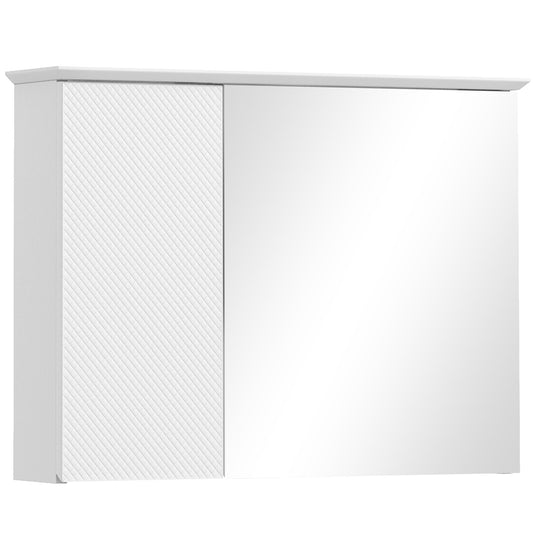 HOMCOM Armario de Baño con Espejo Armario con Espejo para Baño con Estante Ajustable Mueble para Baño Estilo Moderno 65x15x49 cm Blanco