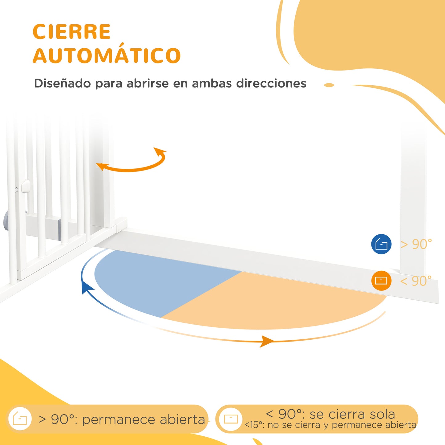 PawHut Barrera de Seguridad para Perros con 1 Puerta Pequeña 74-101x104,1 cm Barrera para Mascotas Extensible con Cierre Automático y Sistema de Doble Bloqueo para Puerta Pasillo Escalera Blanco