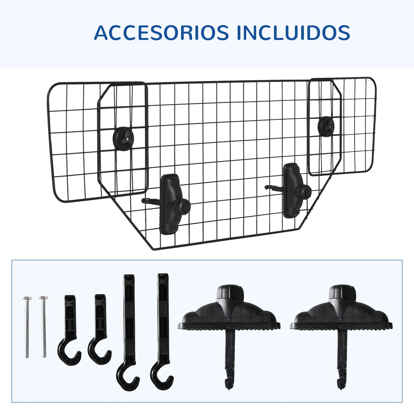 PawHut Rejilla de Seguridad de Coche para Perros Extensible Barrera Protectora Metálica de Vehículo Universal para Maletero Equipaje Automóvil 90-120x40,5 cm Negro