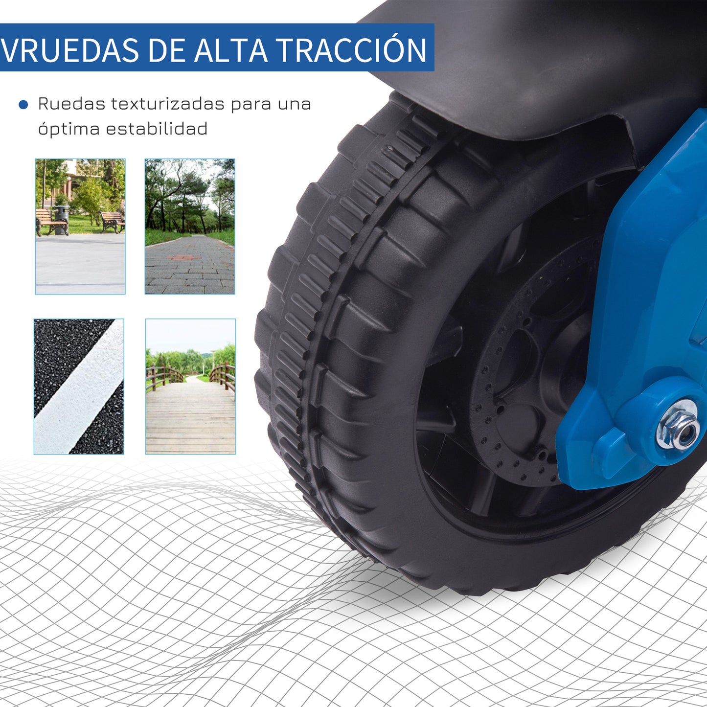 HOMCOM Moto Eléctrica para Niños de 18-48 Meses Motocicleta de Batería 6V con Faros Bocina 2 Ruedas de Equilibrio y Velocidad 3 km/h Carga 25 kg 88,5x42,5x49 cm Azul y Negro