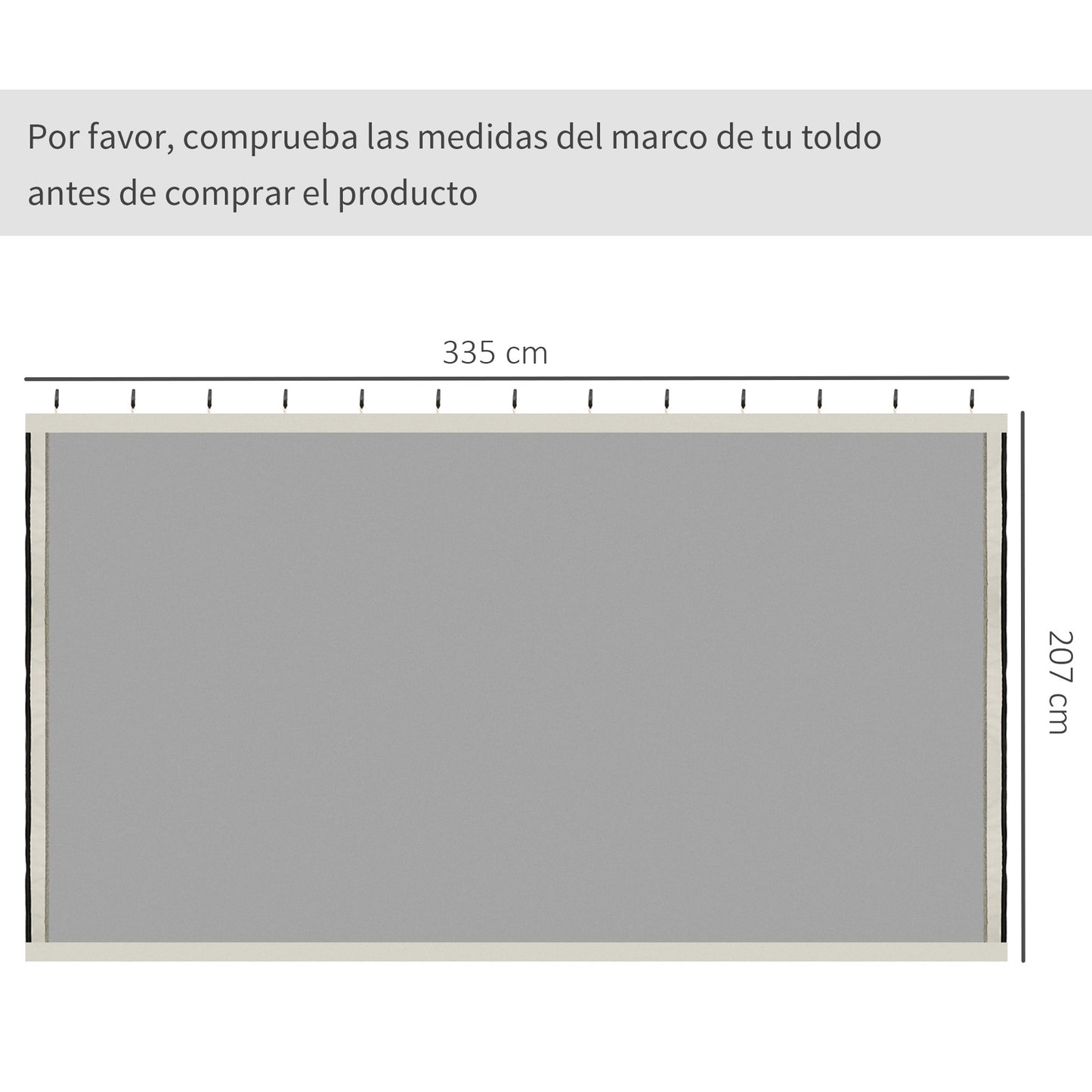 Outsunny 4 Paneles Laterales 3,4x2 cm para Carpa de Jardín Tela Mosquitera para Cenador Gazebo con Cremalleras y Anillas Negro