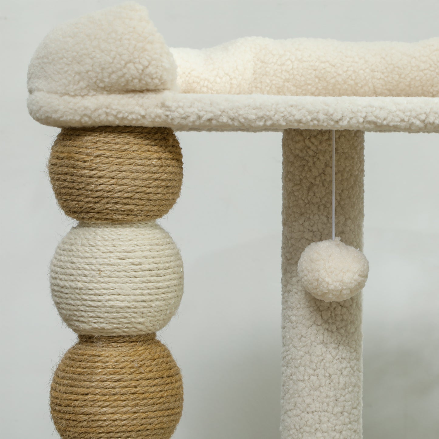 PawHut Árbol Rascador para Gatos Altura 76 cm Árbol para Gatos Torre para Gatos con Revestimiento de Borreguillo Plataformas Bola Colgante y Poste de Yute Beige