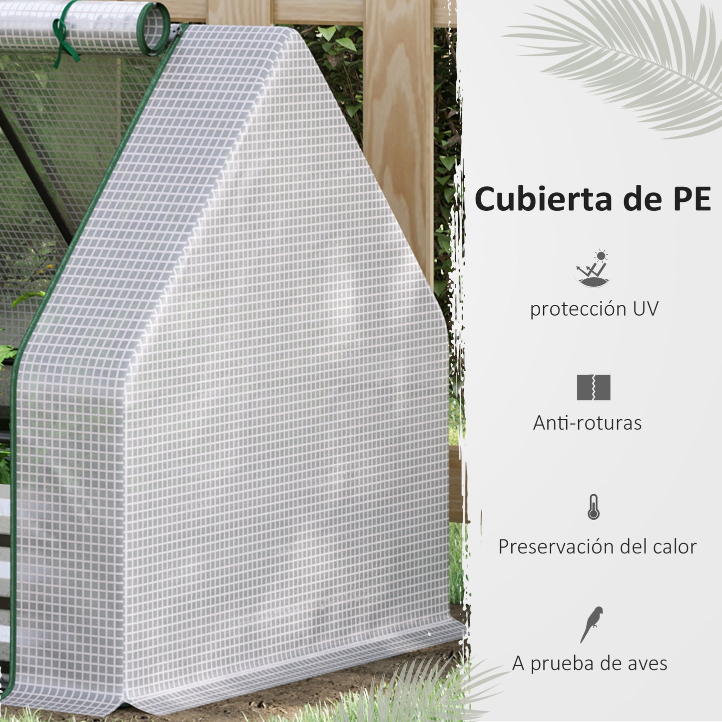 Outsunny Huerto Urbano con Invernadero Invernadero de Exterior 127x95x92 cm Tipo Caseta con Arriate de Acero Interior Ventana Enrollable y Cubierta de PE 140 g/m² para Cultivos Plantas Flores Blanco