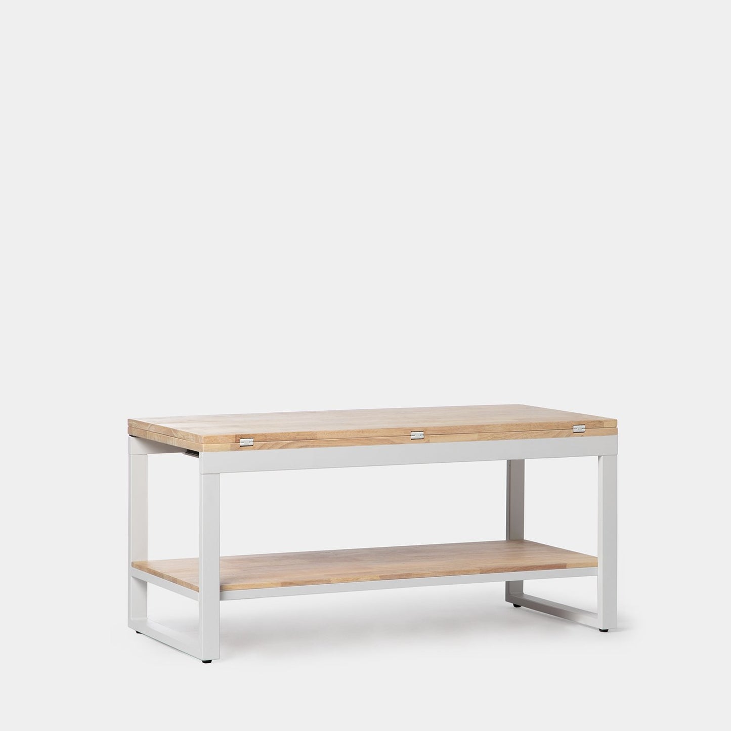 Mesa de centro elevable y extensible en madera de roble con pata blanca Alvi -  Klast