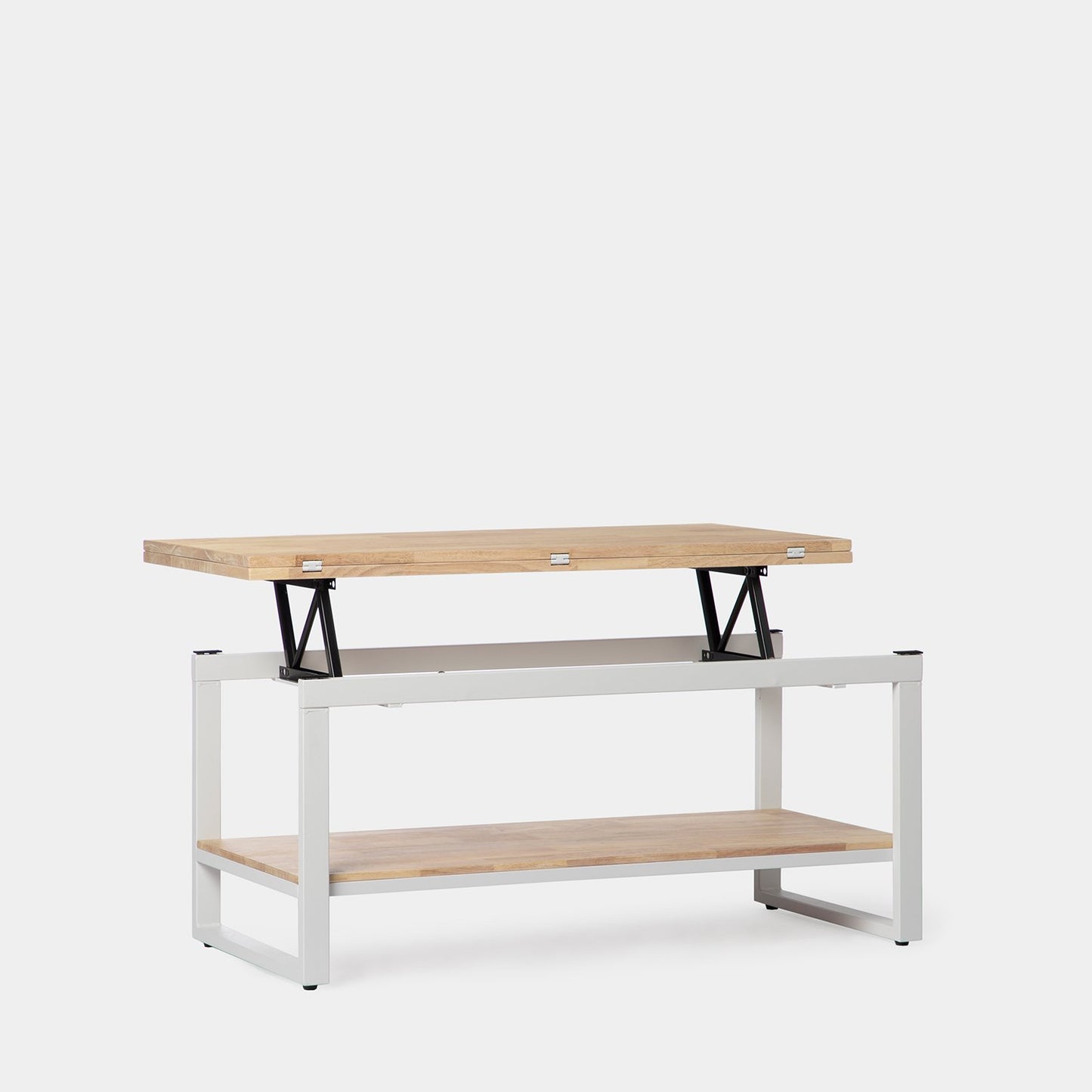 Mesa de centro elevable y extensible en madera de roble con pata blanca Alvi -  Klast