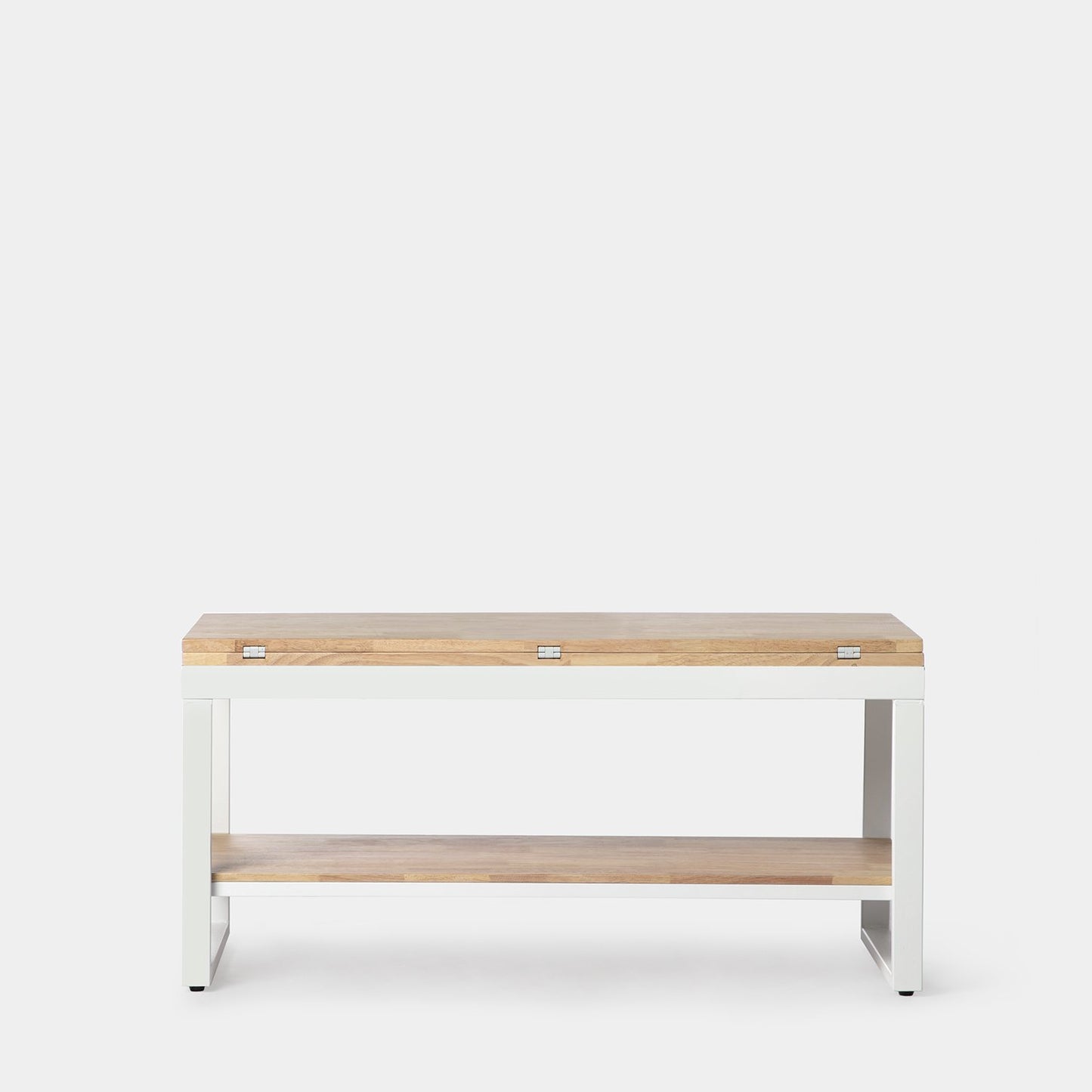 Mesa de centro elevable y extensible en madera de roble con pata blanca Alvi -  Klast