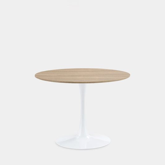 Mesa de comedor Ø100 en madera color natural con pata blanca Cory -  Klast