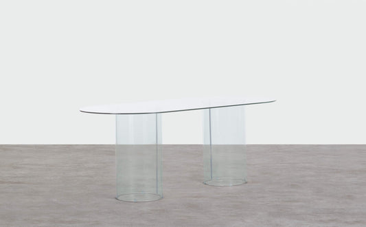Mesa de Comedor Ovalada de Cristal Templado (200x90 cm) Kolu