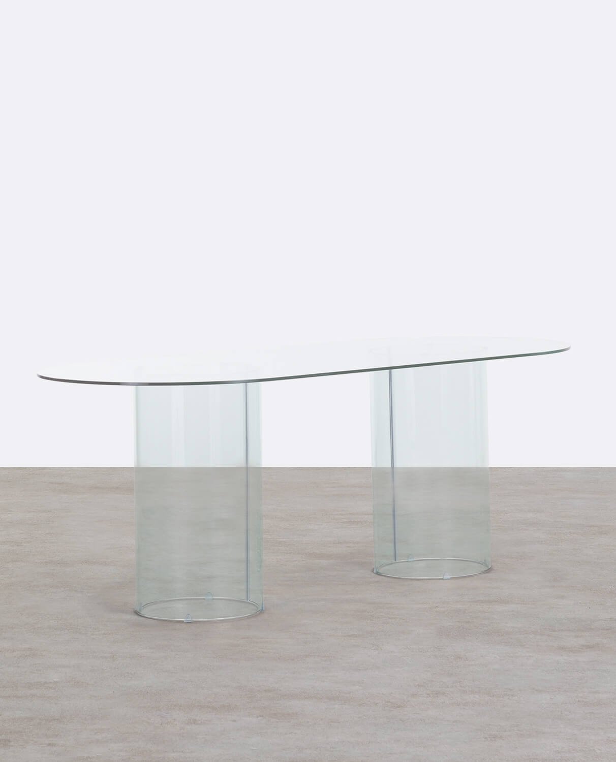 Mesa de Comedor Ovalada de Cristal Templado (200x90 cm) Kolu Cristal transparente - The Masie