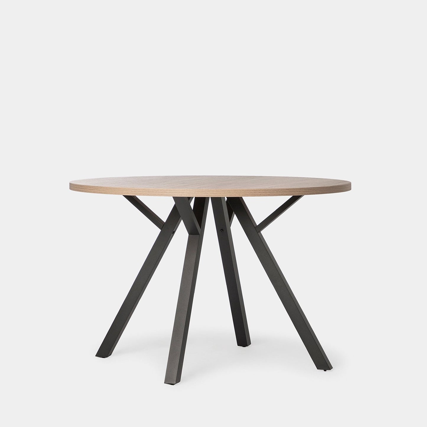 Mesa de comedor redonda Ø120 efecto madera con pata metálica negra Circle -  Klast