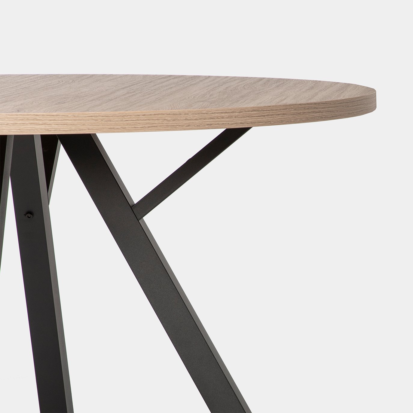 Mesa de comedor redonda Ø120 efecto madera con pata metálica negra Circle -  Klast