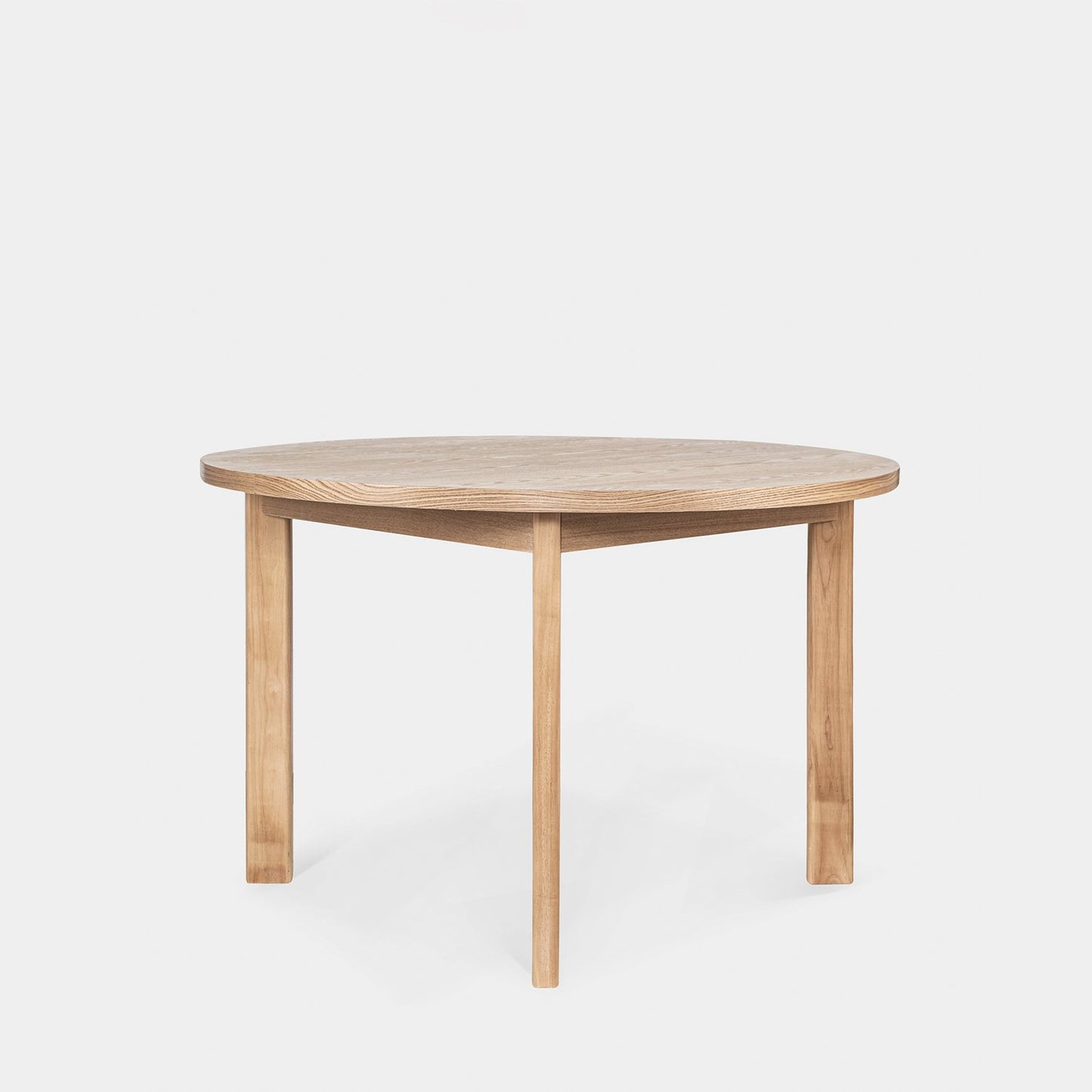 Mesa de comedor redonda Ø120 en chapa de fresno y madera de hevea Greta -  Klast