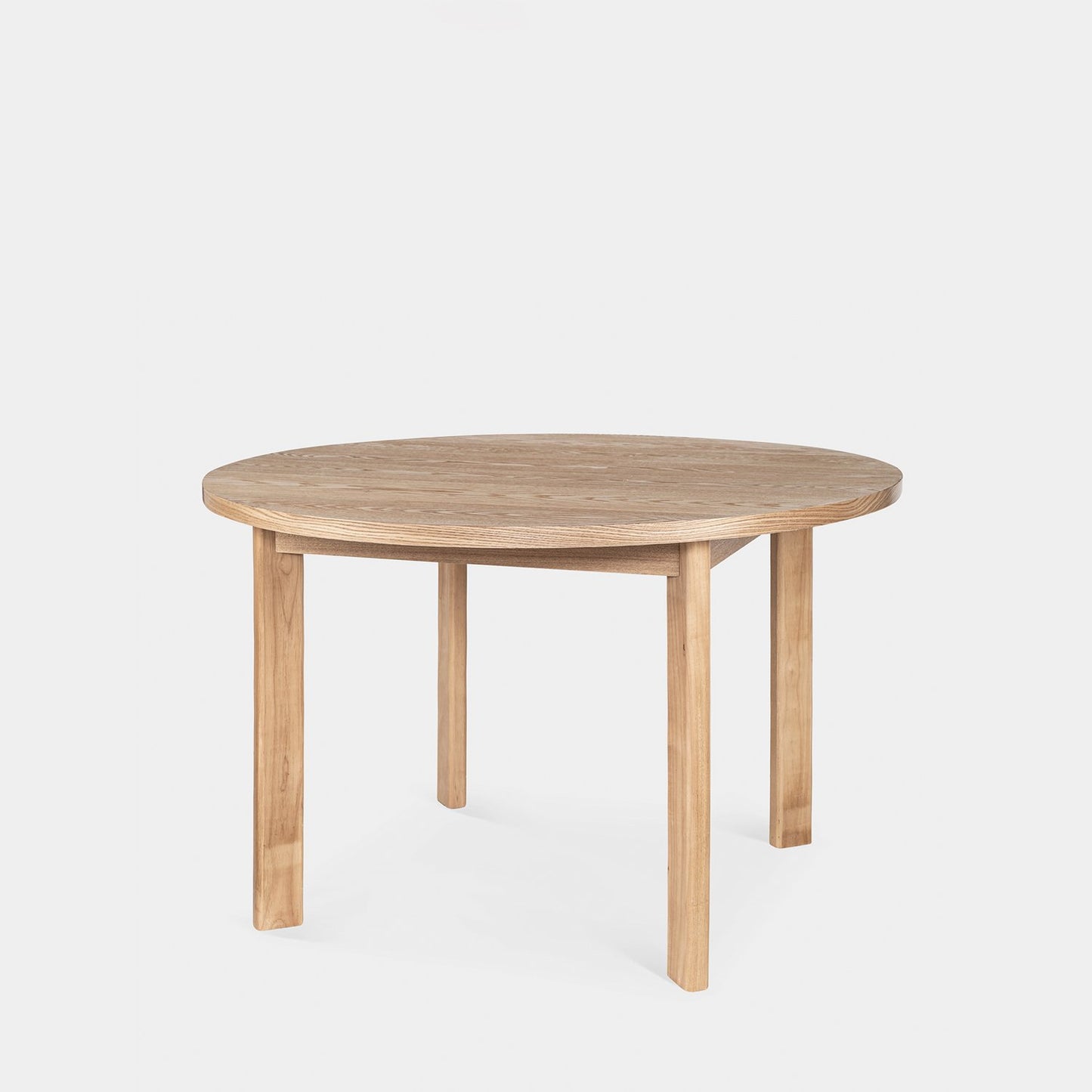 Mesa de comedor redonda Ø120 en chapa de fresno y madera de hevea Greta -  Klast