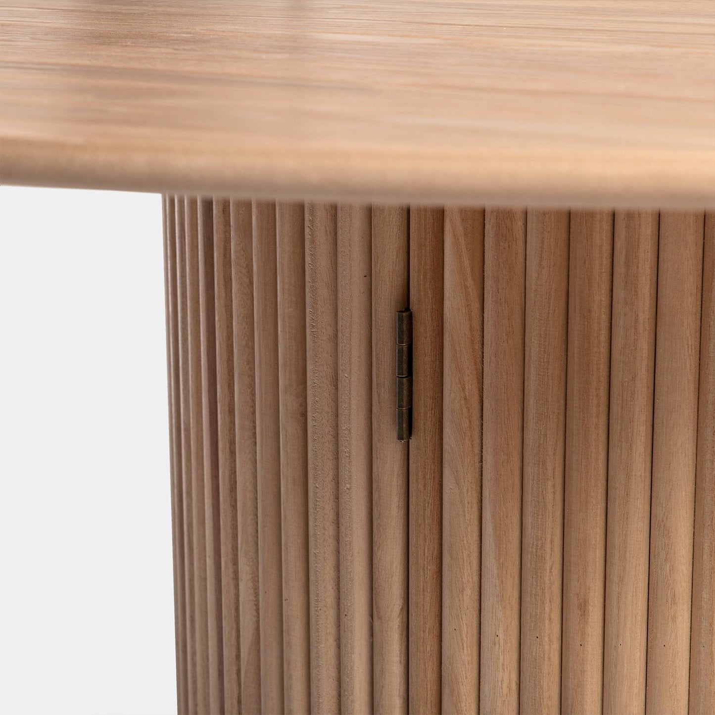 Mesa de comedor redonda Ø120 en chapa de fresno y madera de paulownia Vemi -  Klast