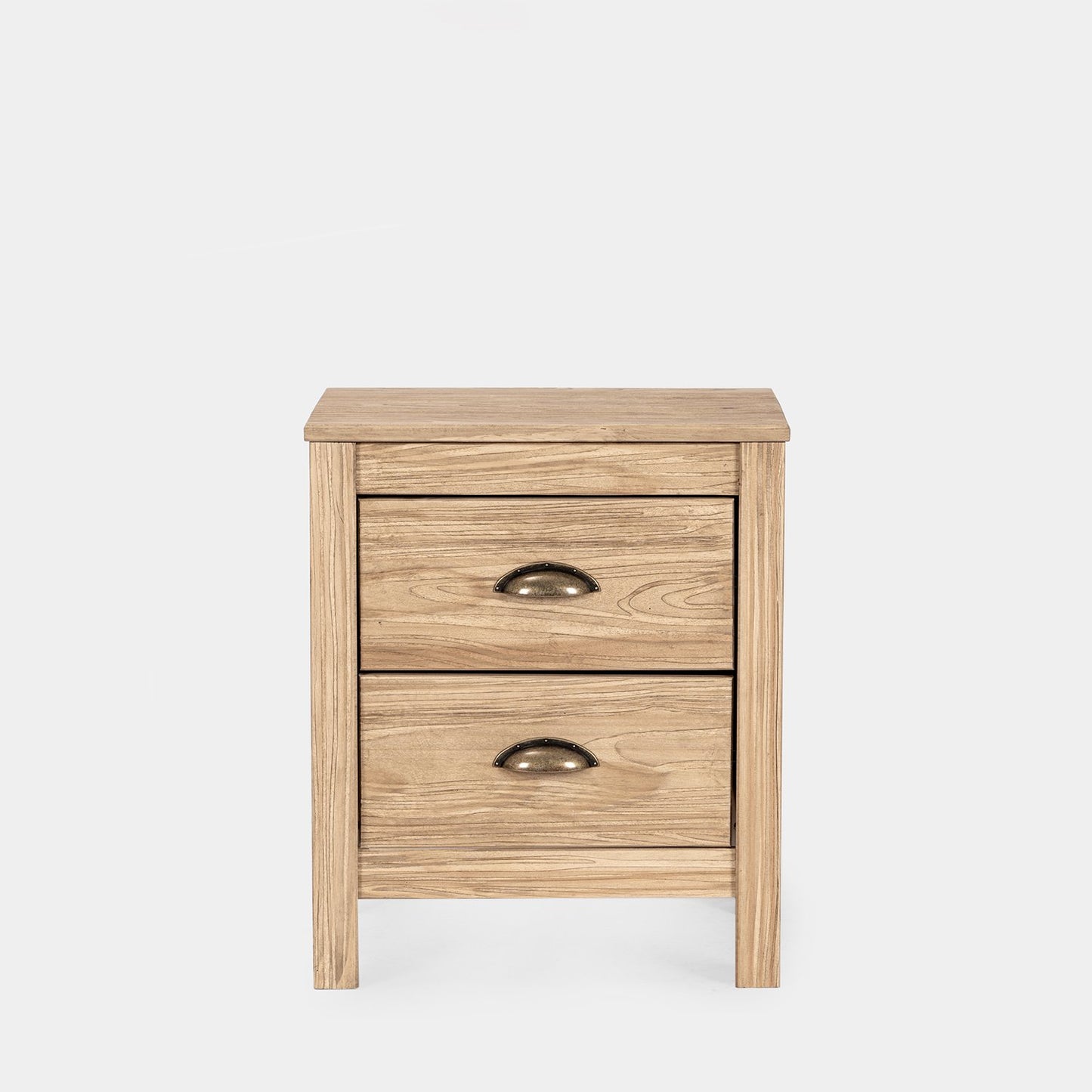 Mesita de noche de 2 cajones en madera maciza acabado roble Oak -  Klast