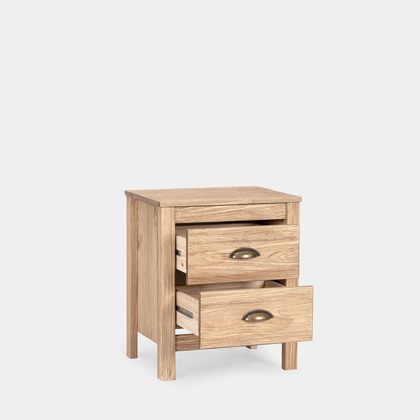 Mesita de noche de 2 cajones en madera maciza acabado roble Oak -  Klast