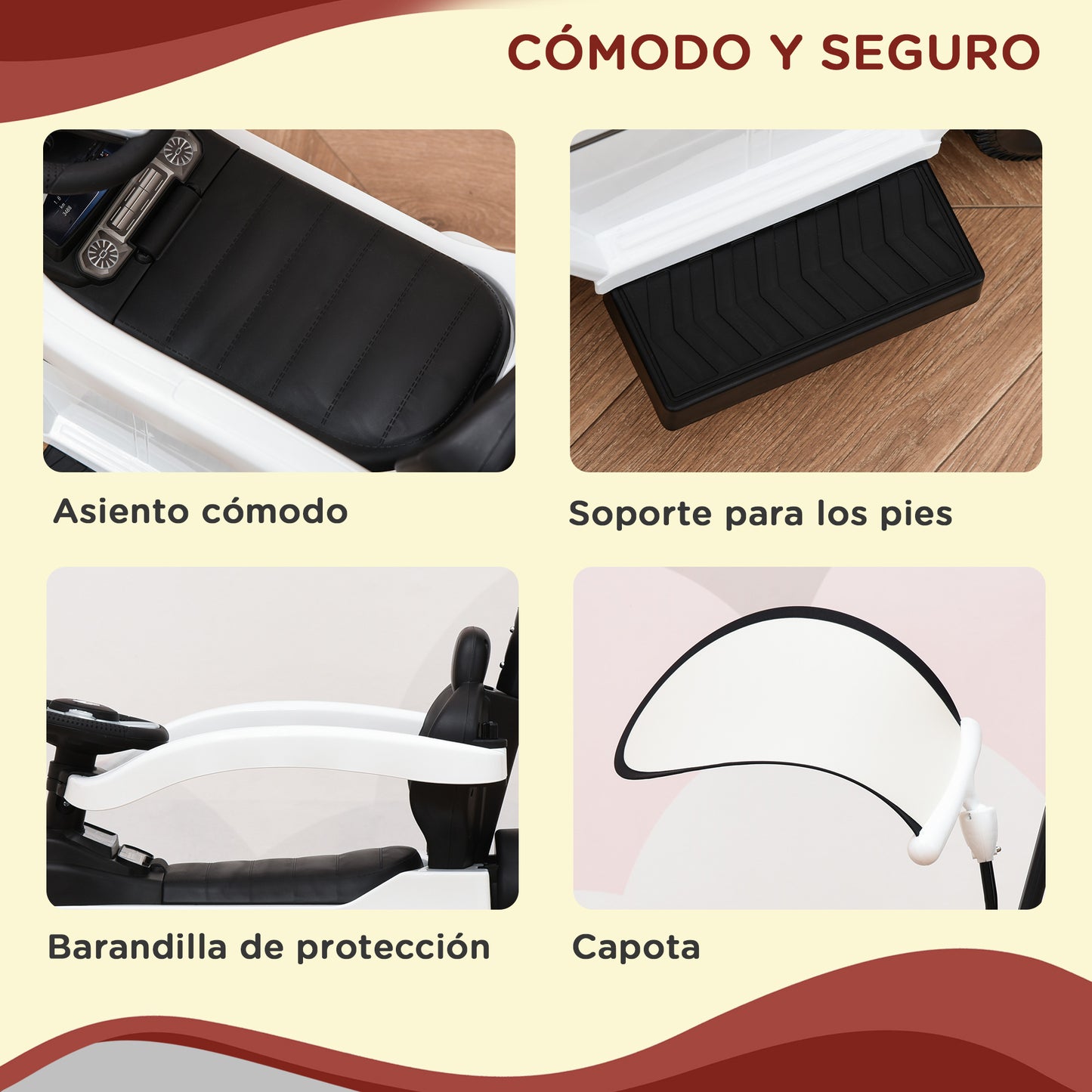 HOMCOM Correpasillos para Niños con Licencia Mercedes G350 Coche Correpasillos para Niños de 1-3 Años con Bocina Capota Extraíble y Barandilla Carga 25 kg 85,5x40,5x95 cm Blanco