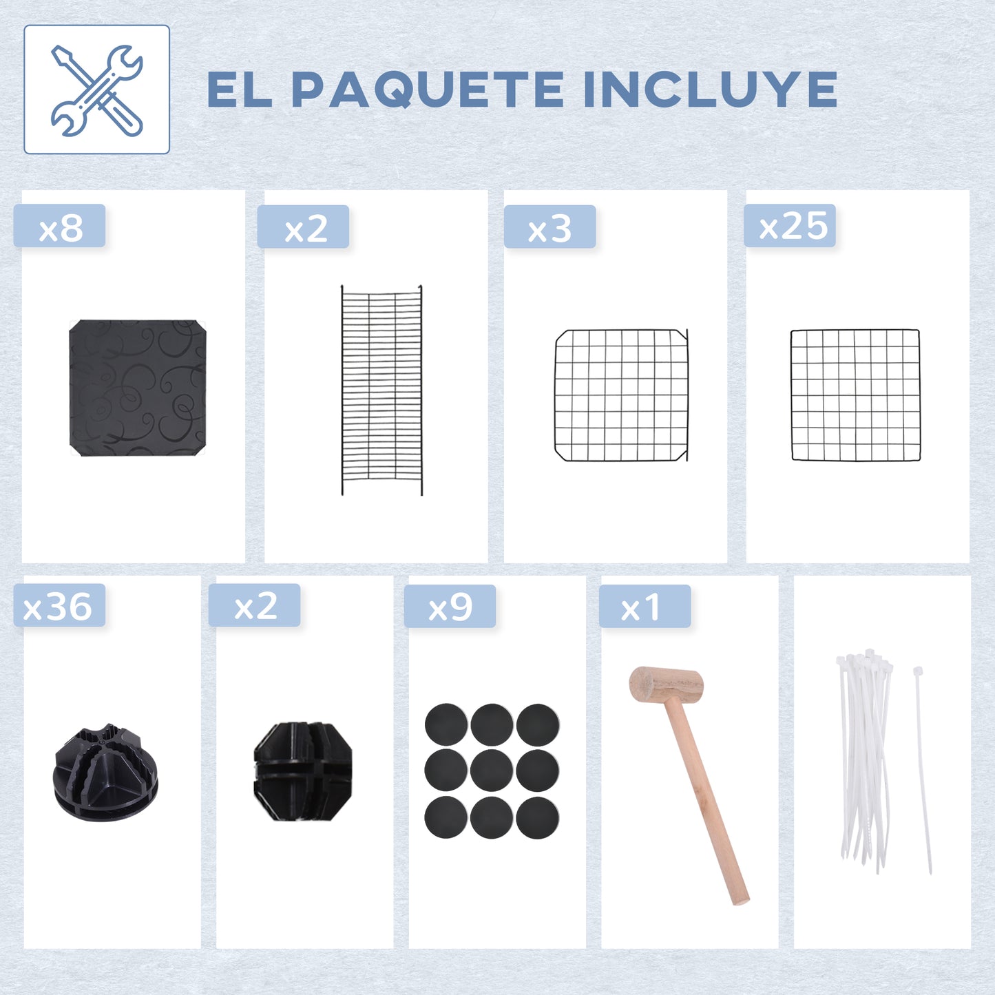 PawHut Jaula para Animales Pequeños de 3 Niveles Parque para Mascotas con 39 Paneles 35x35 cm Rampas y Forma Personalizable para Cobayas Conejos Chinchillas 70x70x105 cm Negro