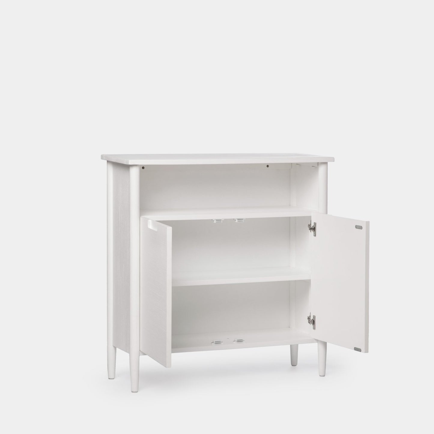 Mueble recibidor blanco en chapa de pino y madera de abedul Kenan -  Klast