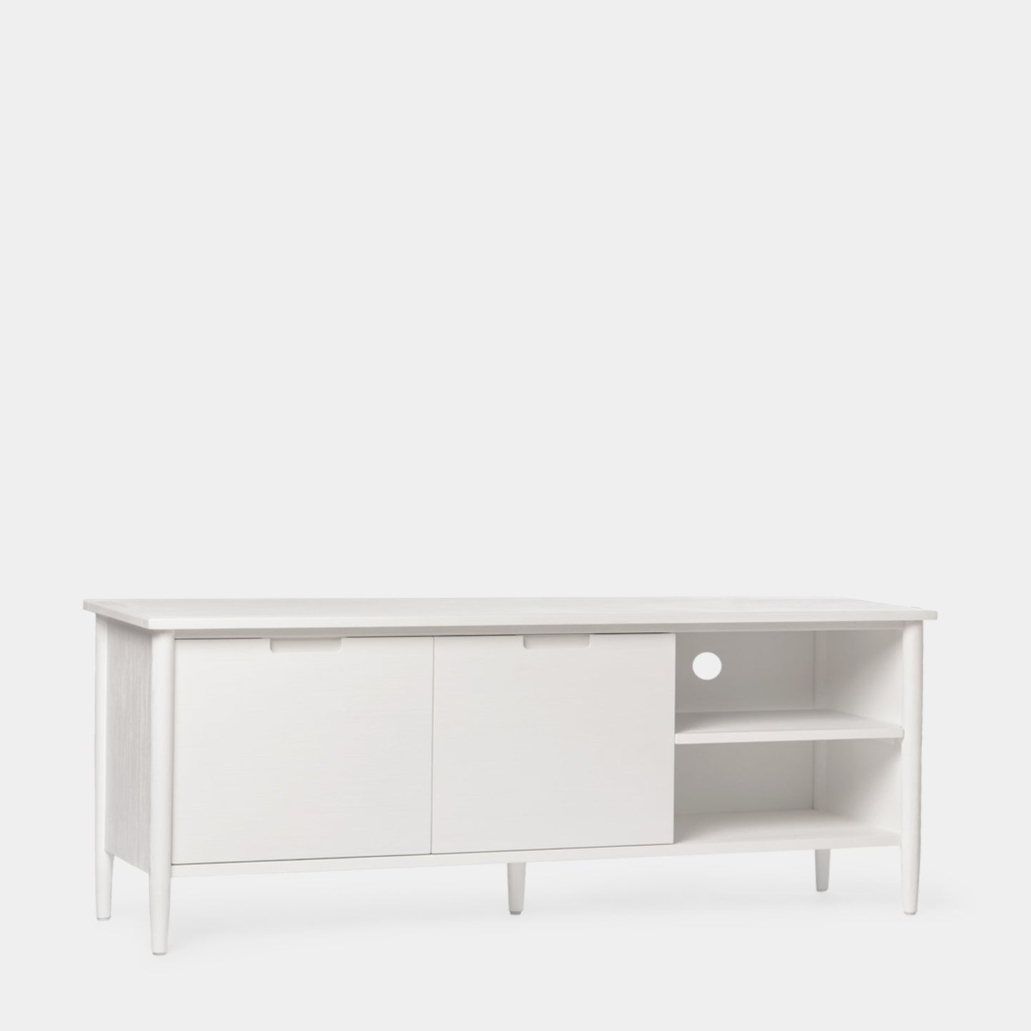 Mueble TV 140 blanco en chapa de pino y madera de abedul Kenan -  Klast