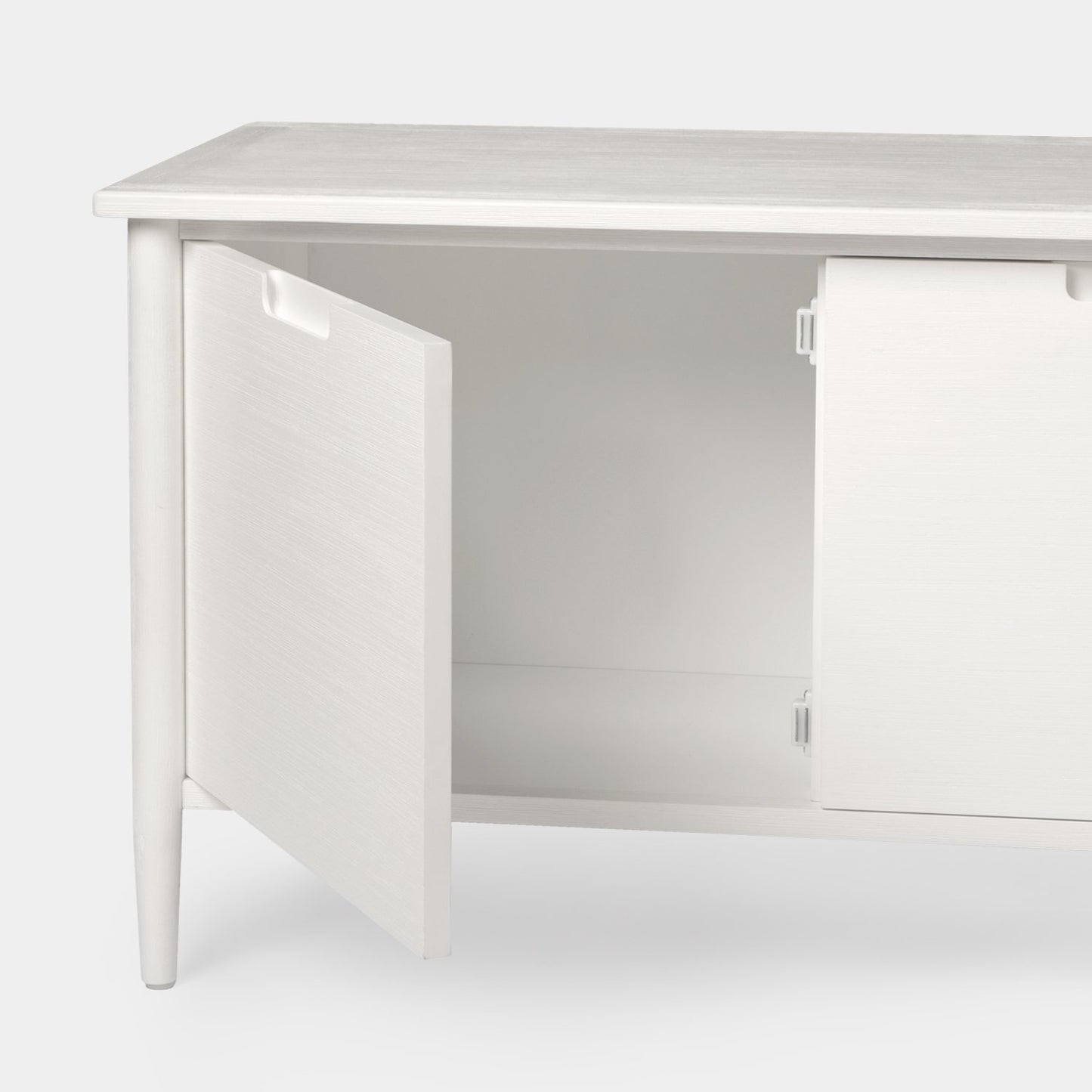 Mueble TV 140 blanco en chapa de pino y madera de abedul Kenan -  Klast