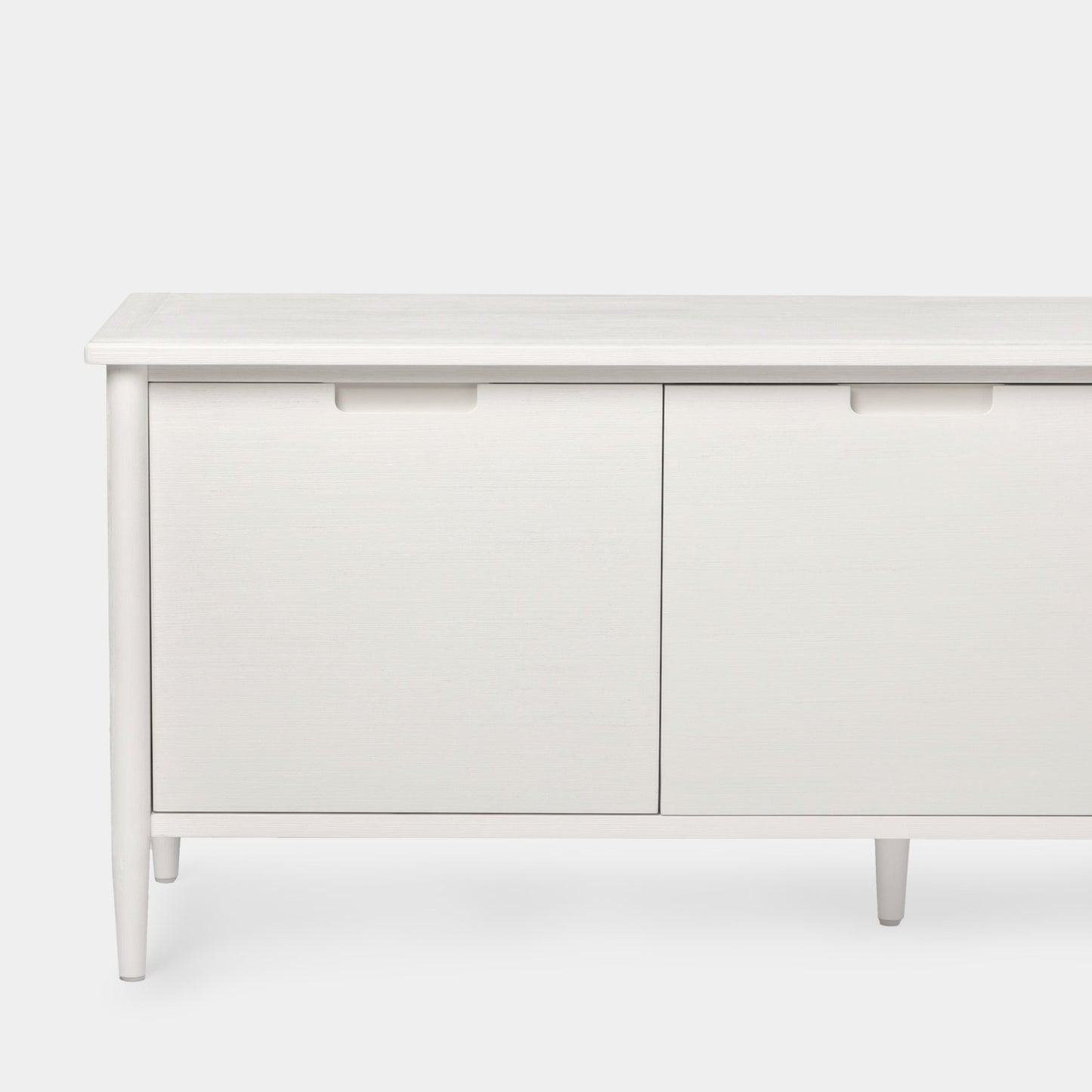 Mueble TV 140 blanco en chapa de pino y madera de abedul Kenan -  Klast