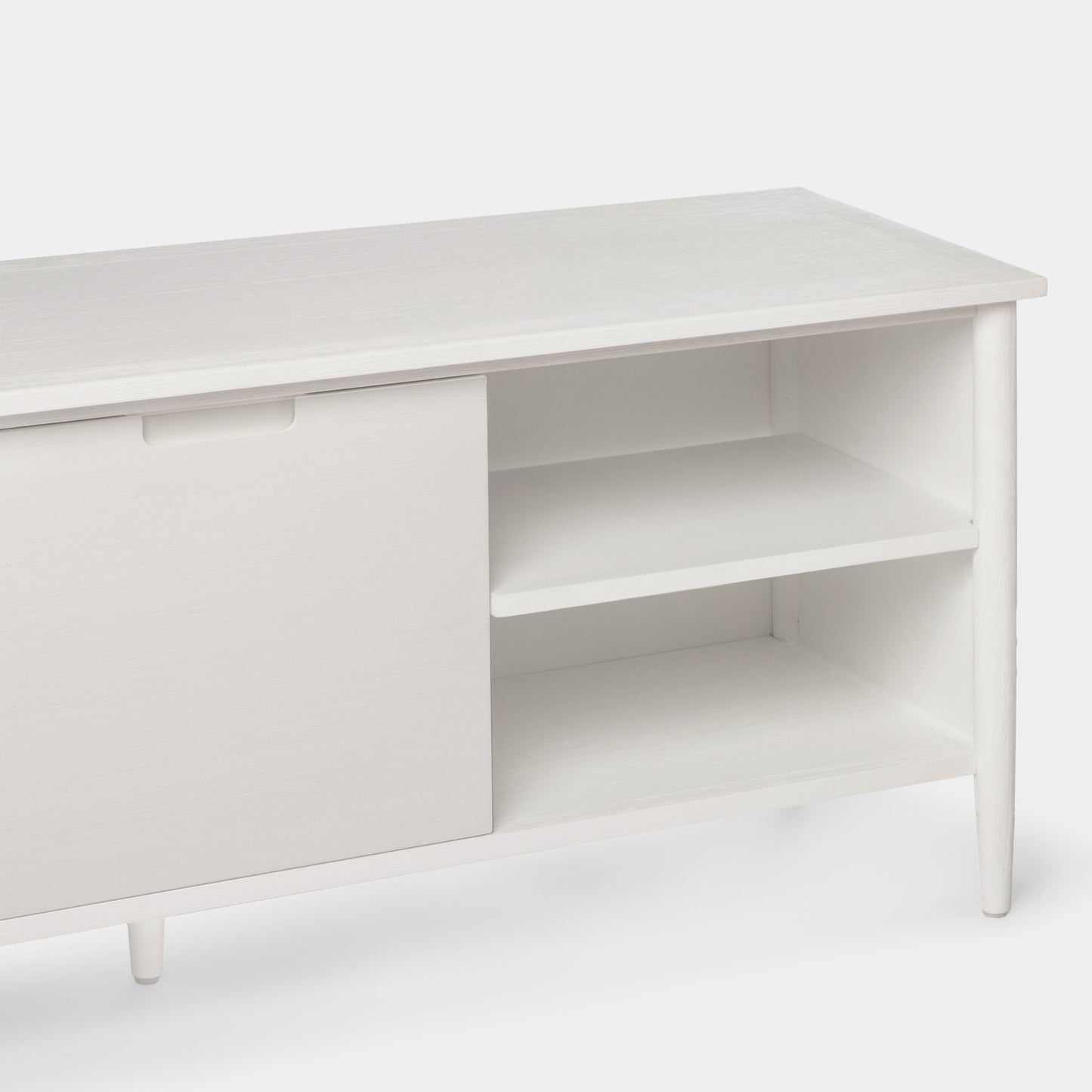 Mueble TV 140 blanco en chapa de pino y madera de abedul Kenan -  Klast