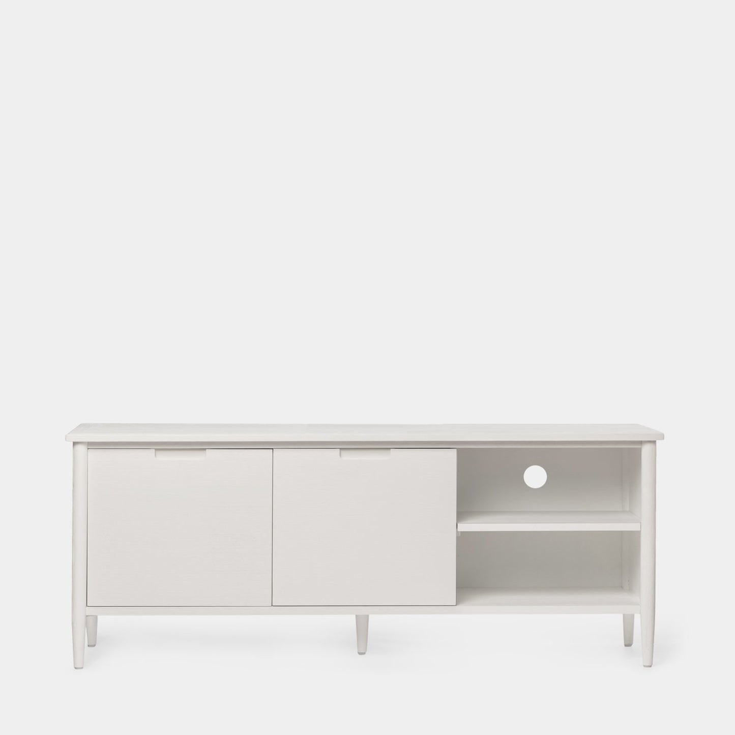 Mueble TV 140 blanco en chapa de pino y madera de abedul Kenan -  Klast