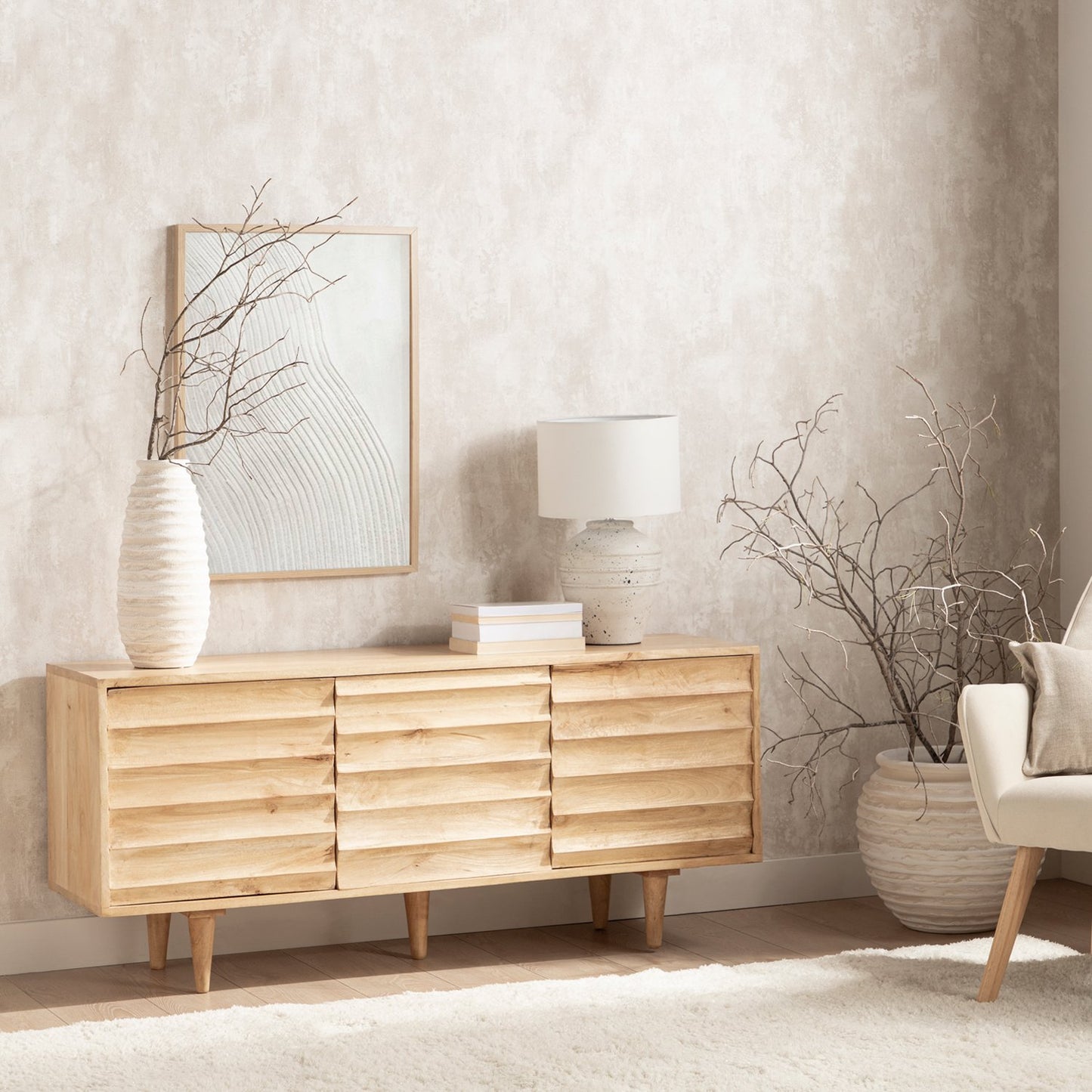 Mueble TV 140 en madera de mango de estilo natural Sama -  Klast