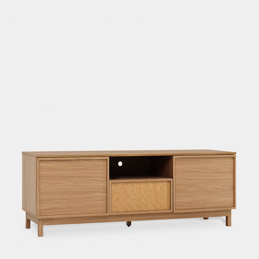 Mueble TV 160 en madera color natural y fibra natural Bora -  Klast