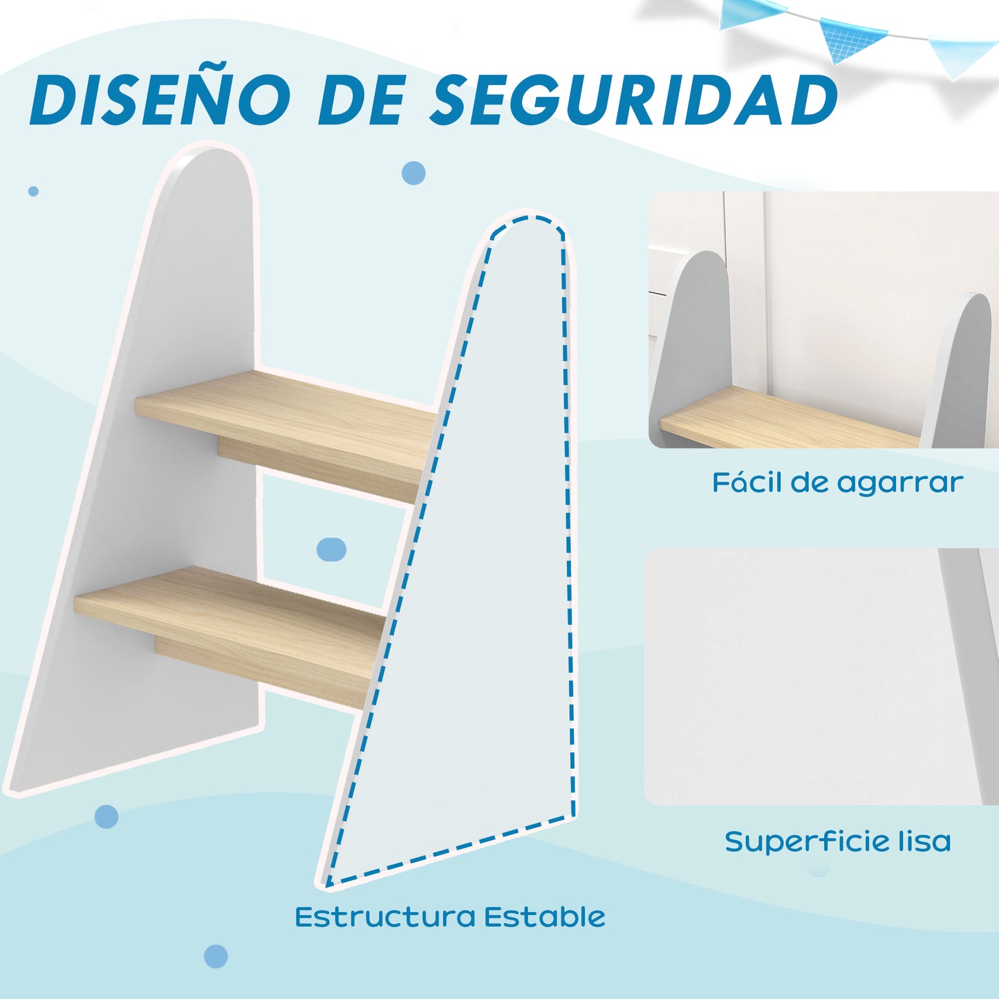 AIYAPLAY Taburete para Niños de 2 Peldaños Torre de Aprendizaje Escalera para Niños de +3 Años para Baño Cocina Librería Dormitorio Blanco