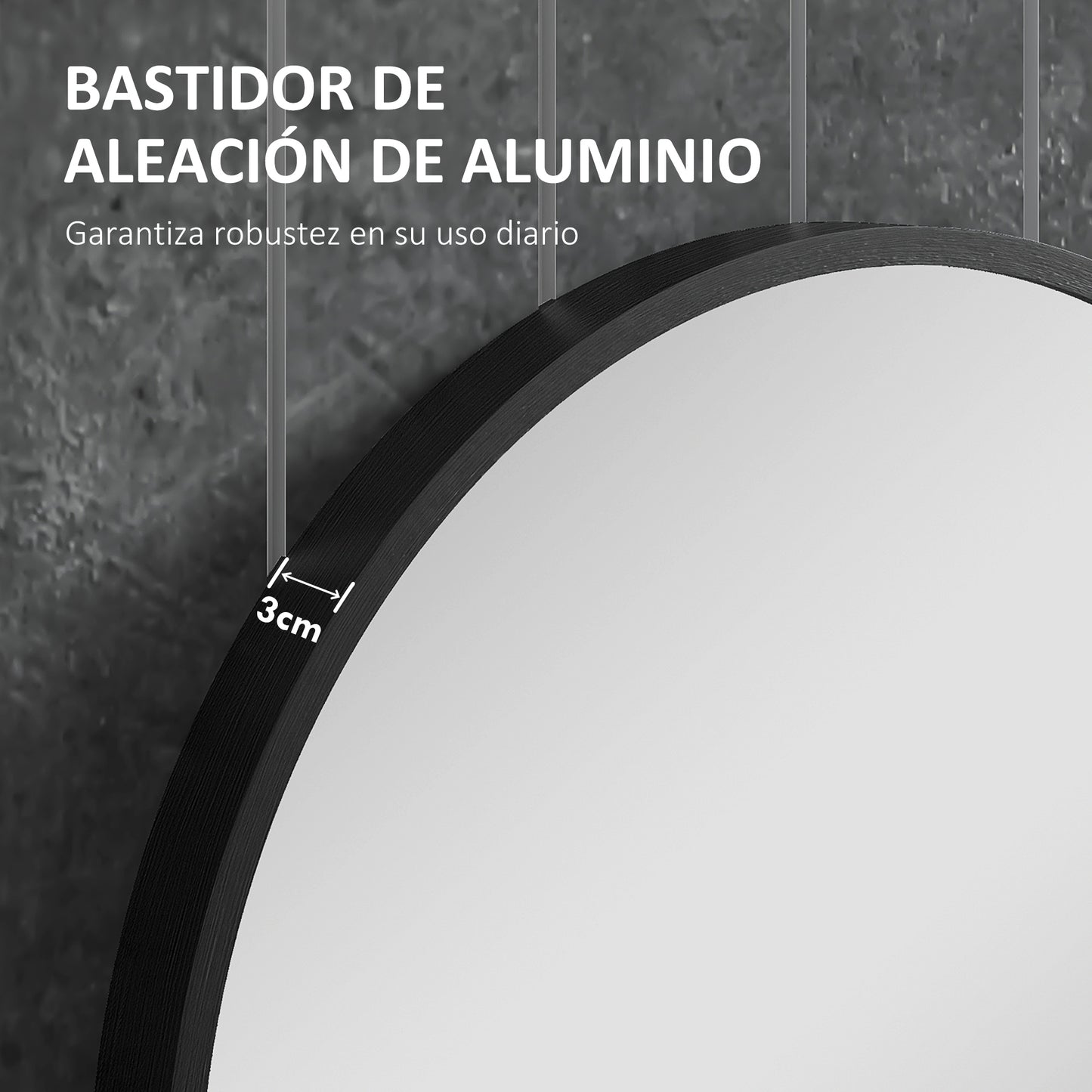 HOMCOM Espejo de Baño 60x90 cm Espejo de Pared Espejo Decorativo con Marco de Aluminio y Gancho Fácil Instalación para Salón Entrada Pasillo Negro