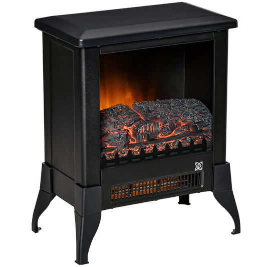 HOMCOM Chimenea Eléctrica de Pie Portátil 1800-2000W con Llama Simulada Termostato Ajustable y Protección Sobrecalentamiento para Salas de hasta 30 m² 37x22,8x45,8 cm Negro