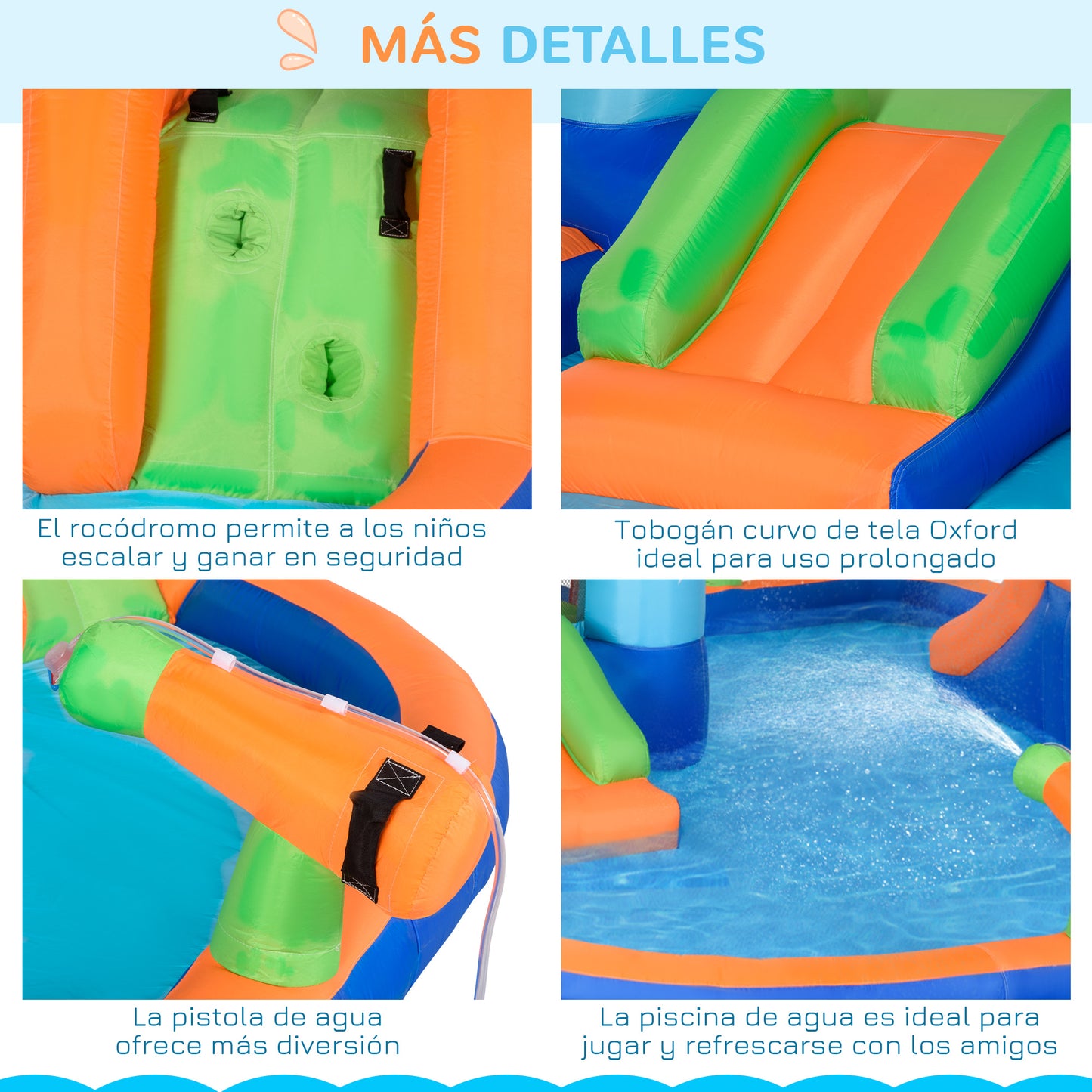 Outsunny Castillo Hinchable para Niños de 3-8 Años Castillo Inflable con Tobogán Trampolín Piscina Parque Acuático con Inflador y Bolsa de Transporte para Exterior 420x370x230 cm Multicolor