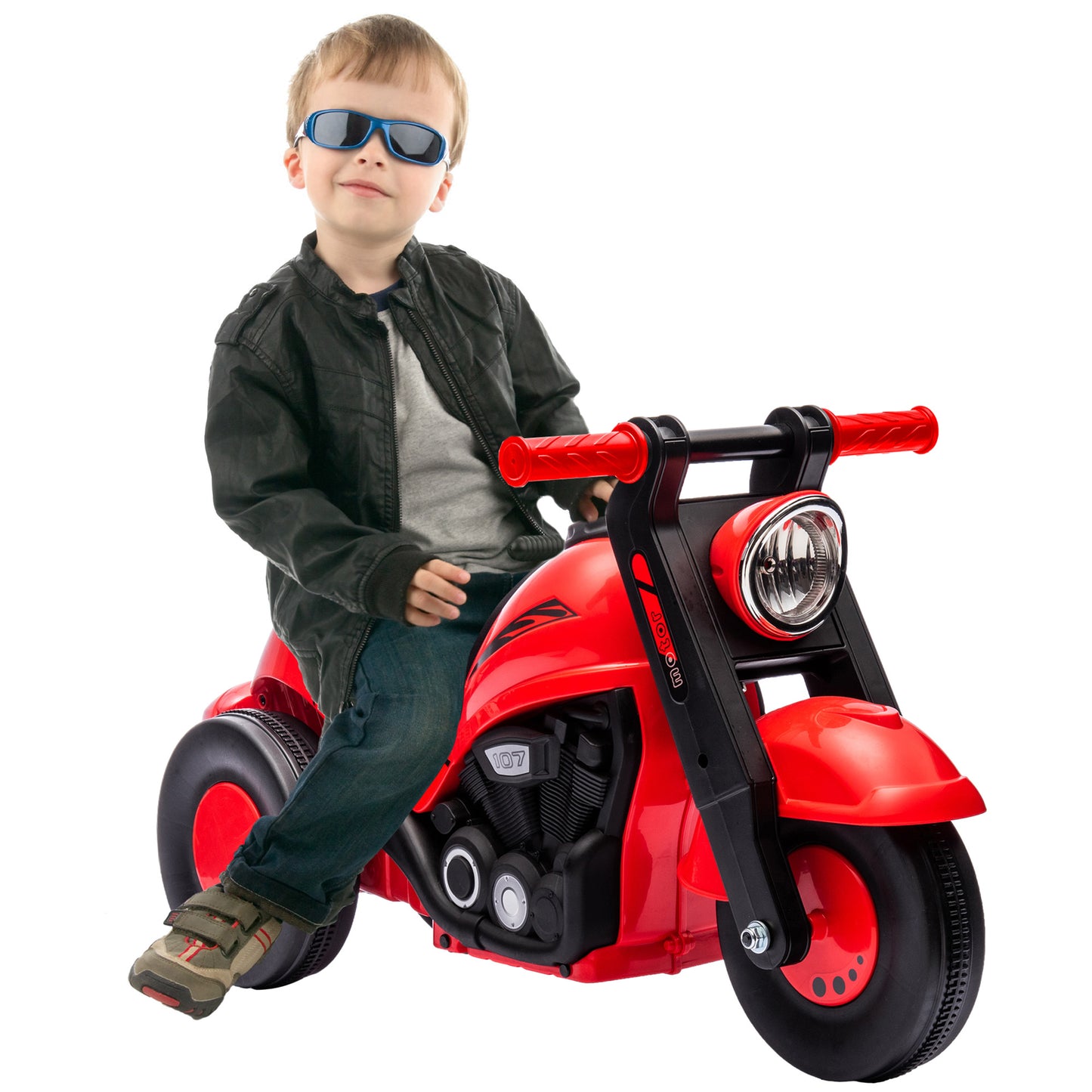 AIYAPLAY Moto Correpasillos para Niños de 2-5 Años Correpasillos con Música Burbujas Carga 30 kg 80x35,5x42 cm Rojo