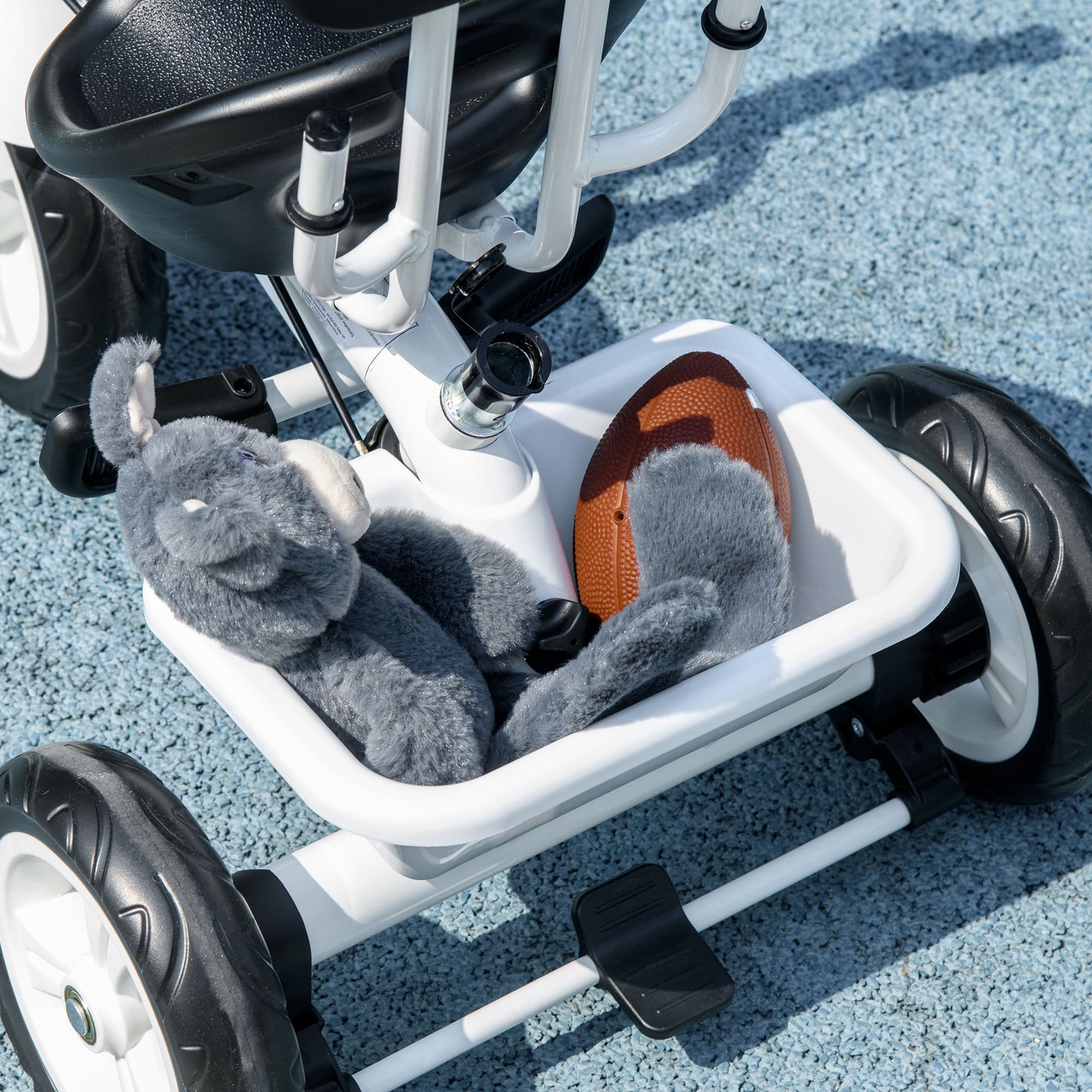 HOMCOM Triciclo para Bebés 6 en 1 Triciclo Evolutivo para Niños de +12 Meses con Toldo Plegable Mango de Empuje Telescópico y Desmontable Asiento Ajustable Cesto y Portabotellas Blanco