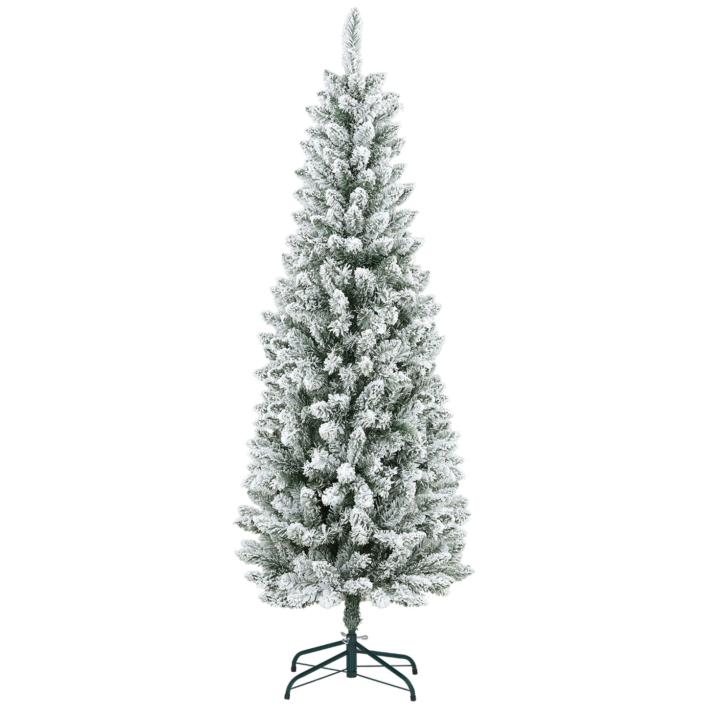 HOMCOM Árbol de Navidad 180 cm Árbol de Navidad Artificial Nevado con 479 Ramas y Soporte de Metal Árbol Navideño para Salón Interior Verde