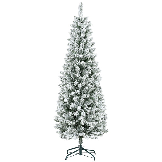 HOMCOM Árbol de Navidad 180 cm Árbol de Navidad Artificial Nevado con 479 Ramas y Soporte de Metal Árbol Navideño para Salón Interior Verde