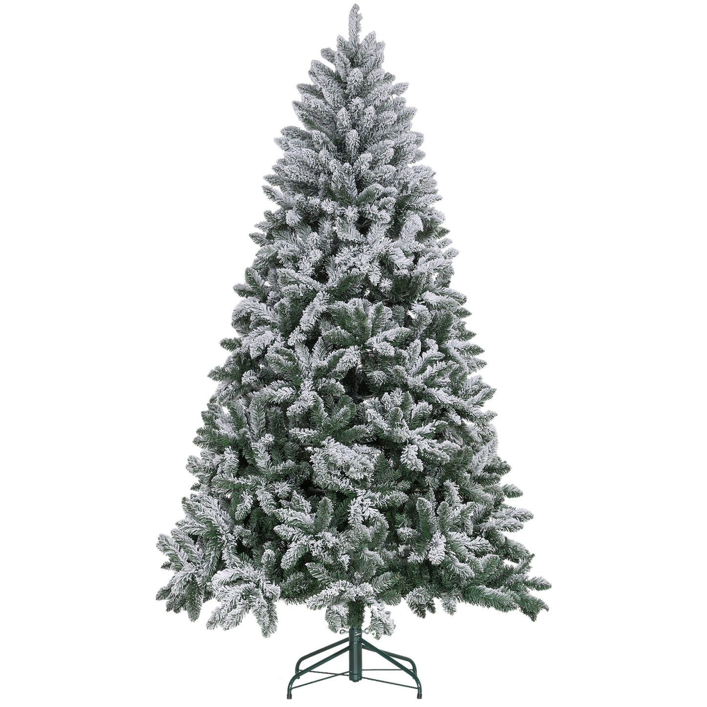 HOMCOM Árbol de Navidad 210 cm Árbol de Navidad Artificial Nevado con 1021 Ramas y Soporte de Metal Árbol Navideño para Salón Interior Verde