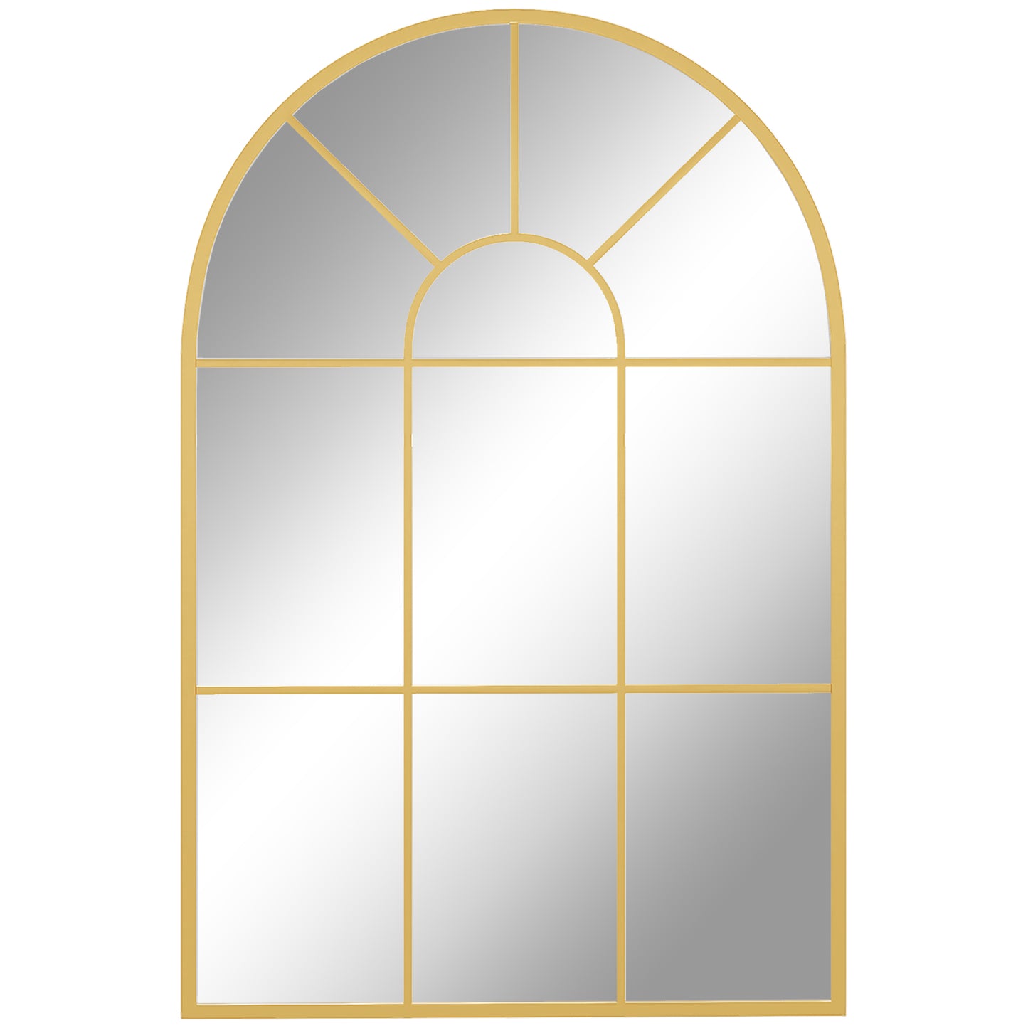 HOMCOM Espejo Decorativo de Pared 60x91 cm Espejo de Ventana de Metal para Salón Dormitorio Entrada Estilo Moderno Dorado