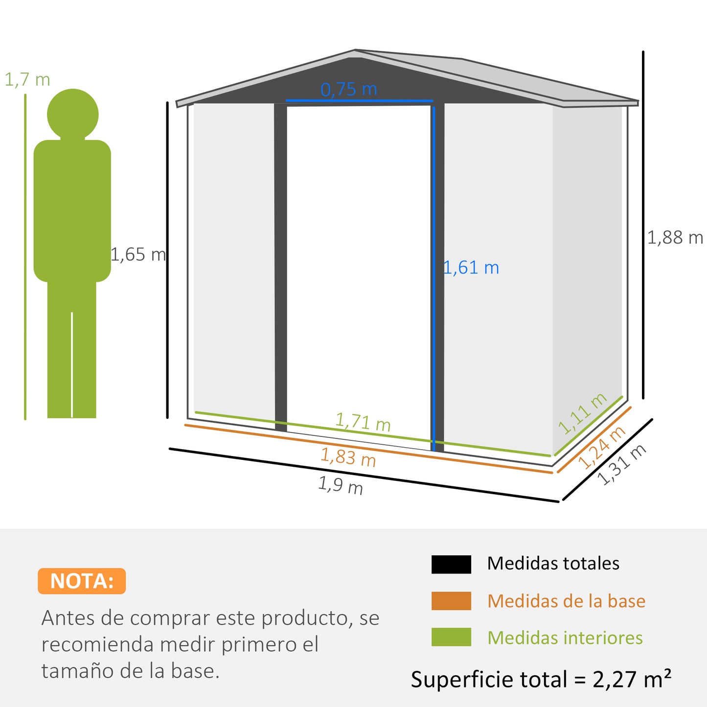 Outsunny Cobertizo de Jardín 190x131x188 cm Caseta Exterior Casa de Herramientas con 2 Ventanas de Ventilación y Puerta para Patio Terraza Balcón Roble