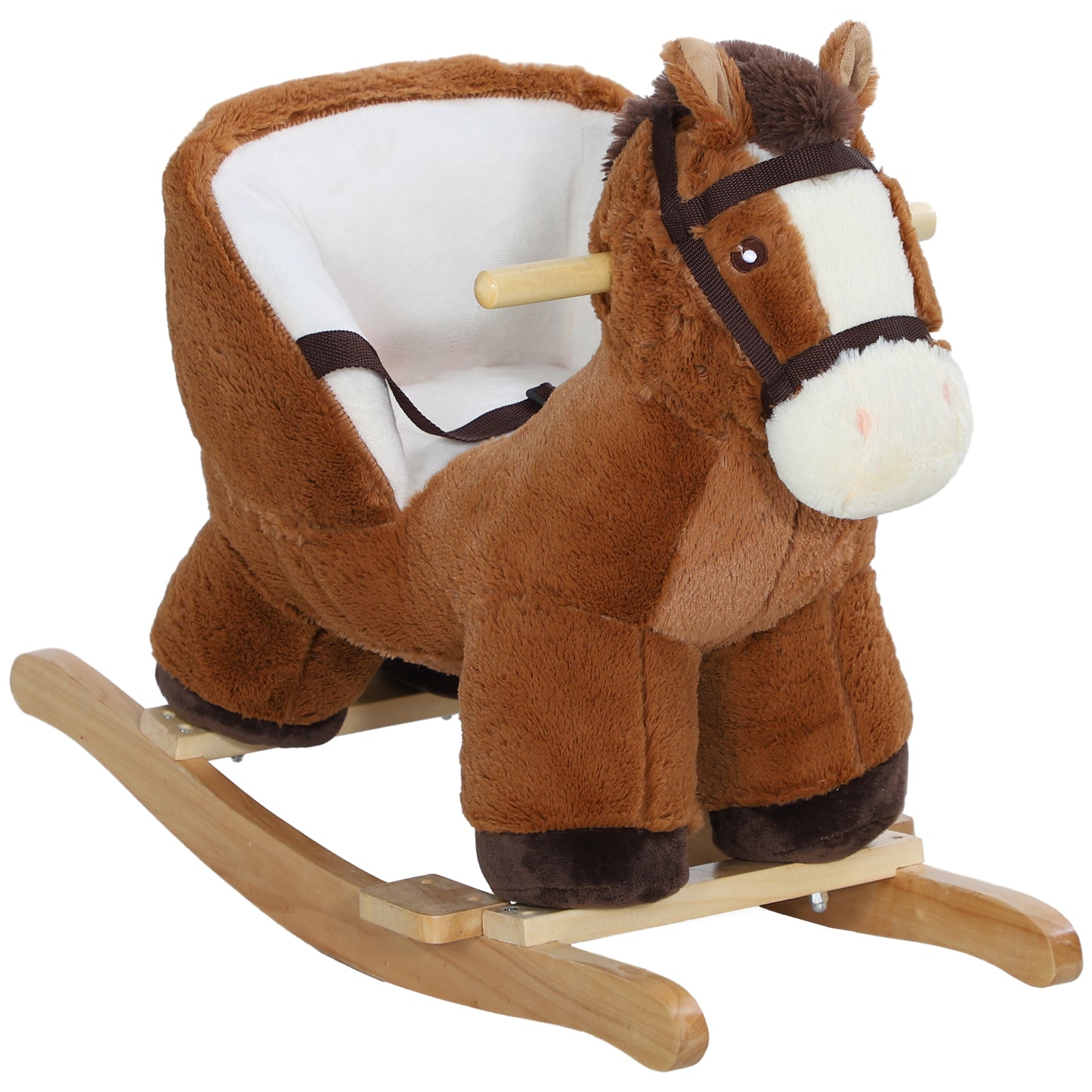 AIYAPLAY Caballo Balancín para Niños de 18-36 Mesas Caballo de Juguete con Sonido Asas Cinturón de Seguridad y Base de Madera Carga 25 kg 68x33x45 cm Marrón