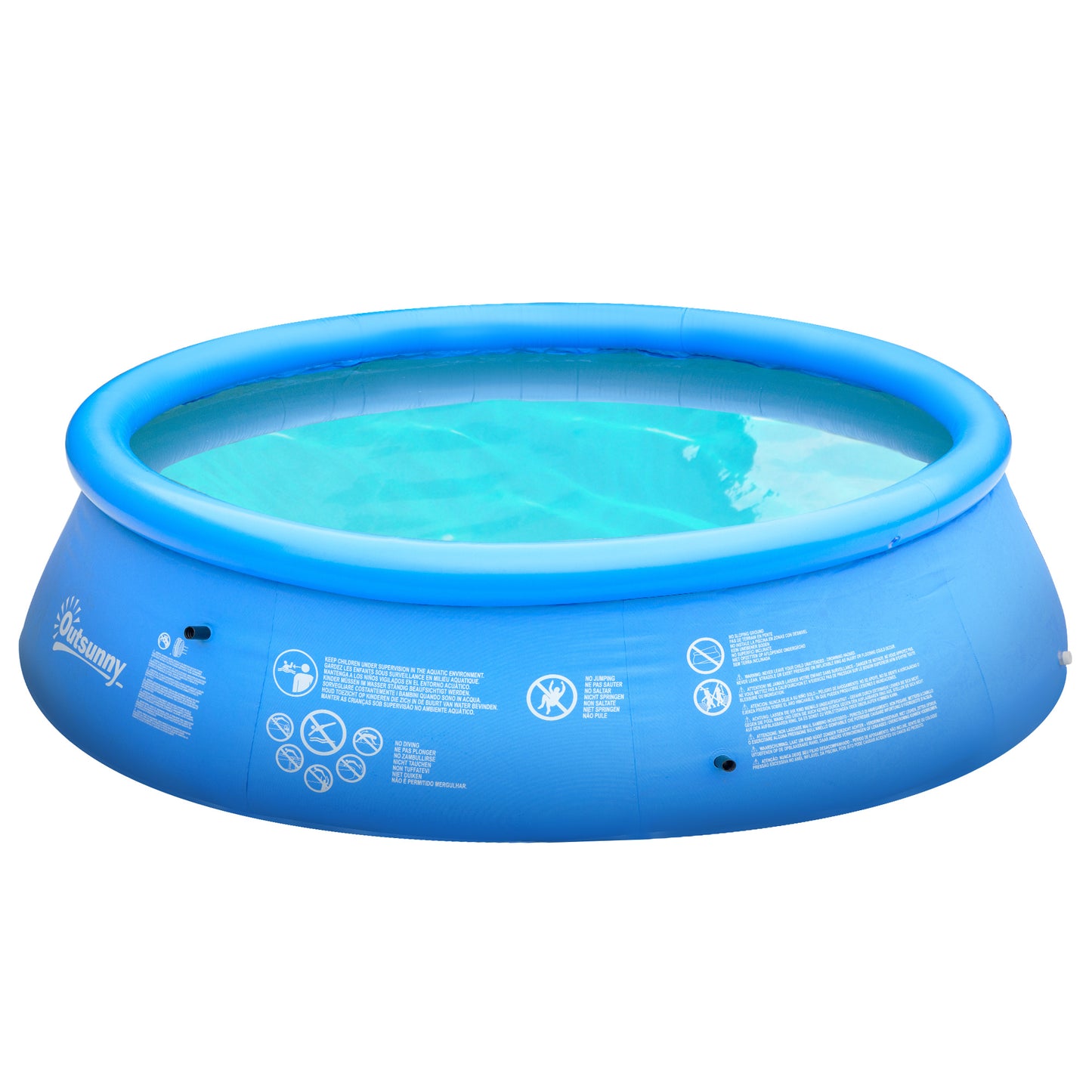 Outsunny Piscina Hinchable Redonda 4,000 Litros Ø274x76 cm Piscina Inflable Familiar para 3-4 Personas con Inflador de Mano para Jardín Patio Exterior Azul